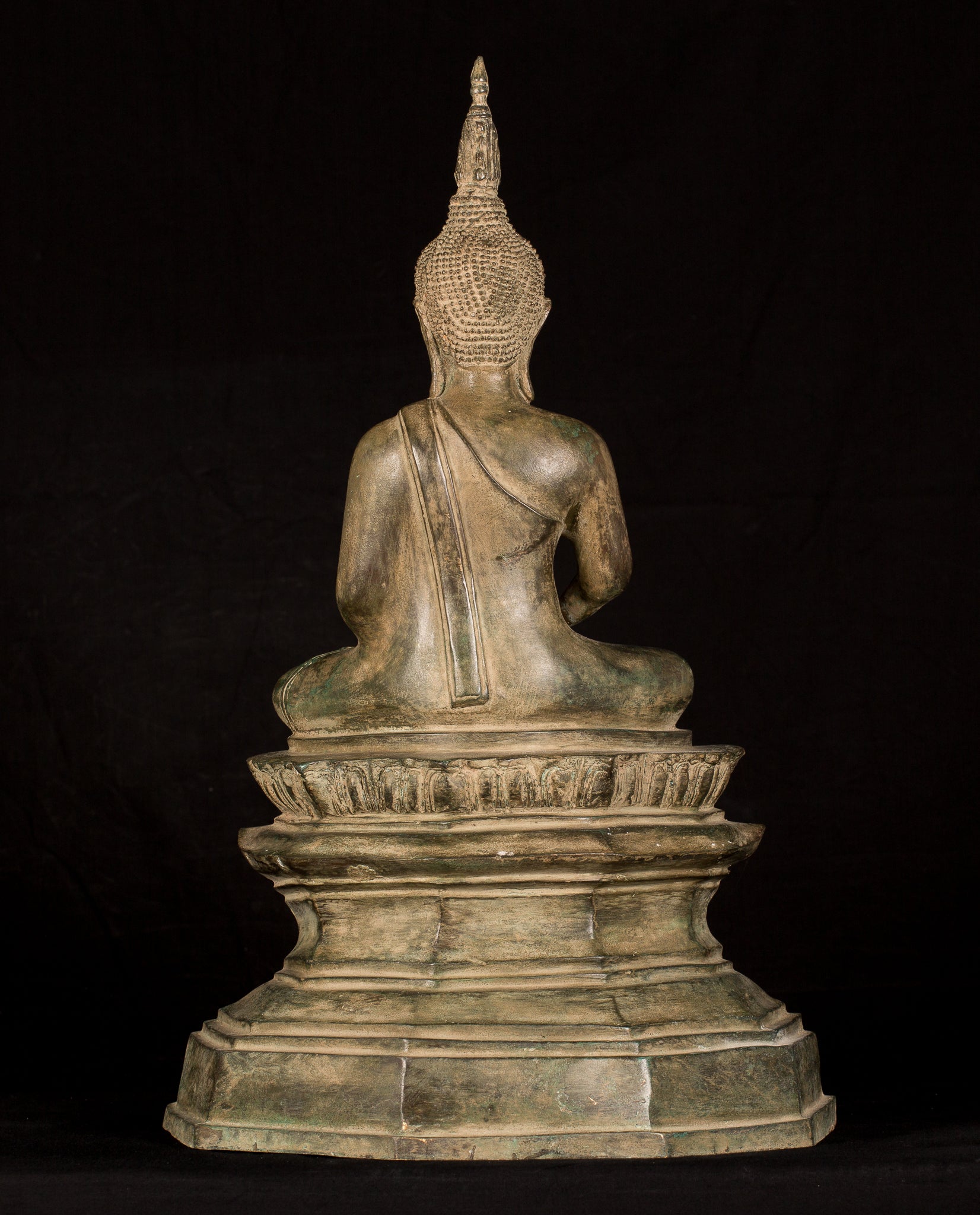 Buddha Statue - Antique Laos Style Bronze Seated Meditation Buddha Statue - 56cm/22"