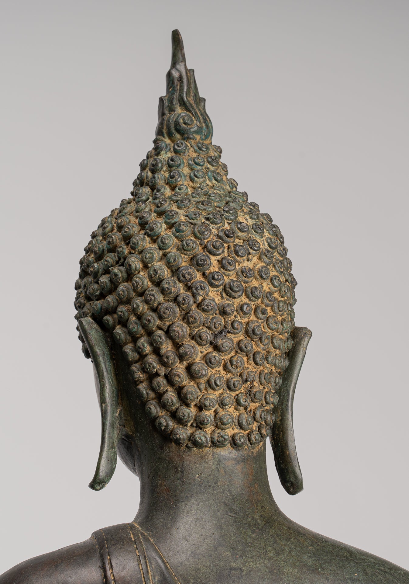 Antique Thai Style Sukhothai Bronze Protection Walking Buddha Statue - 116cm/46"