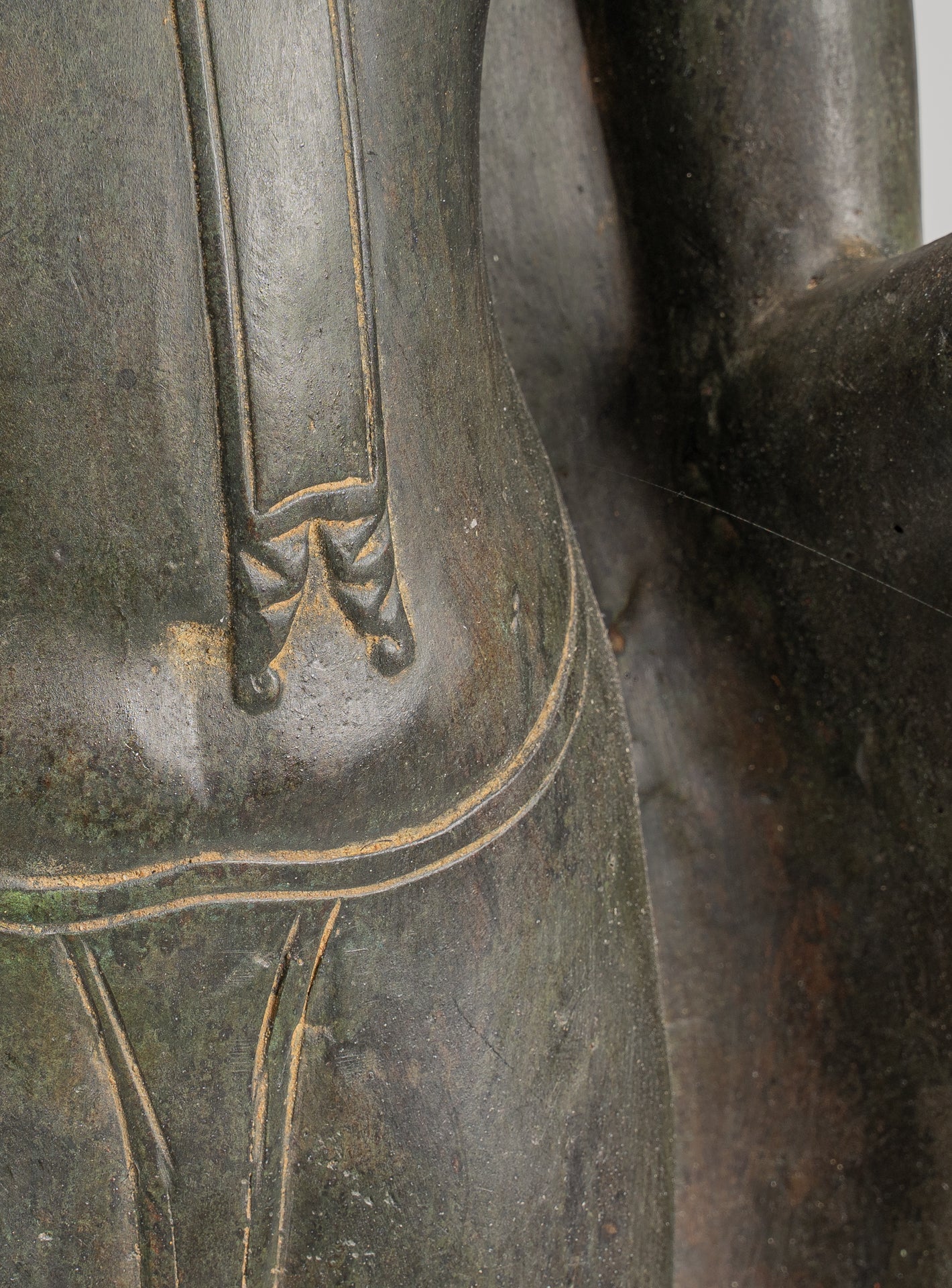 Antique Thai Style Sukhothai Bronze Protection Walking Buddha Statue - 116cm/46"