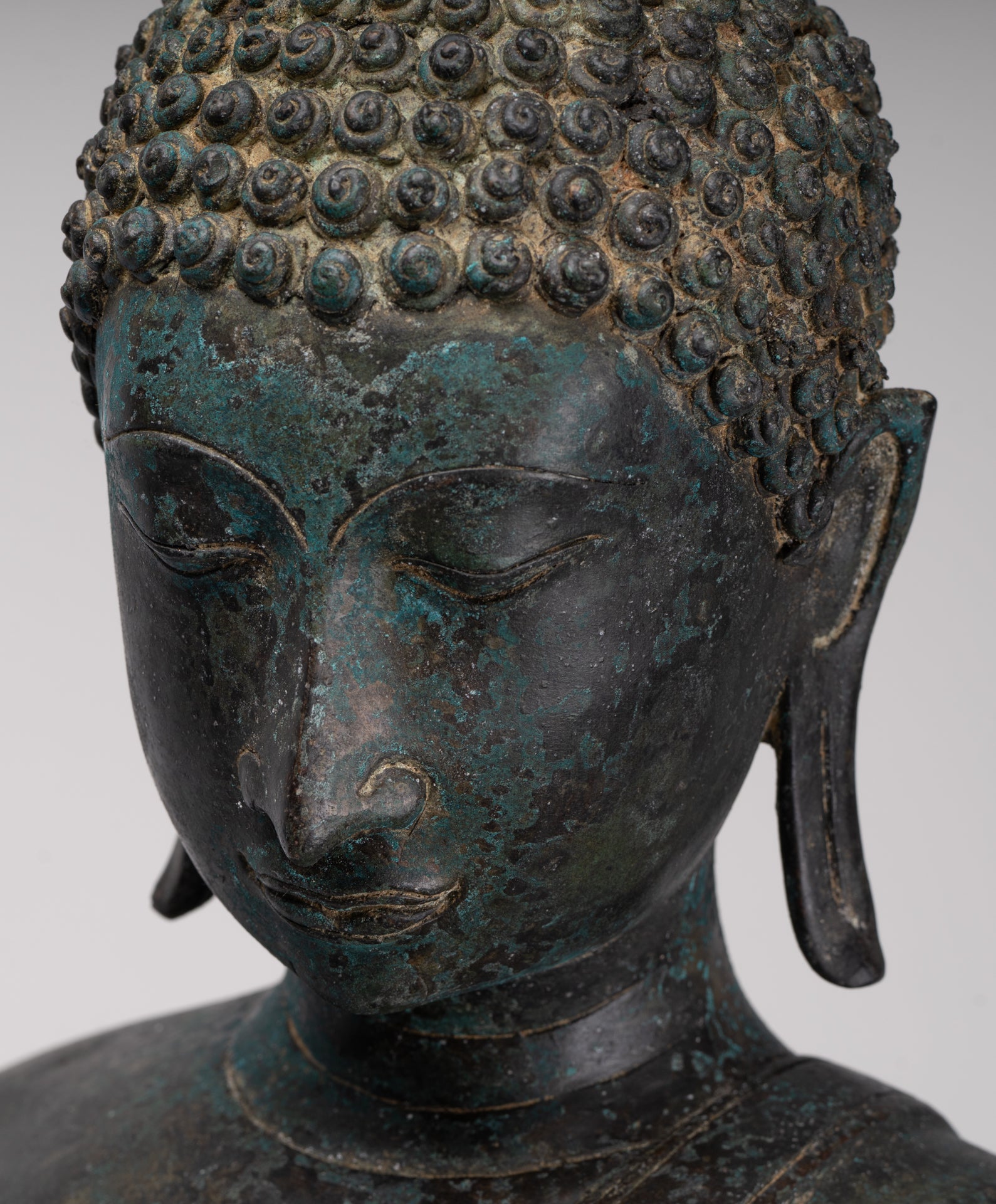 Antique Thai Style Sukhothai Bronze Protection Walking Buddha Statue - 117cm/47"