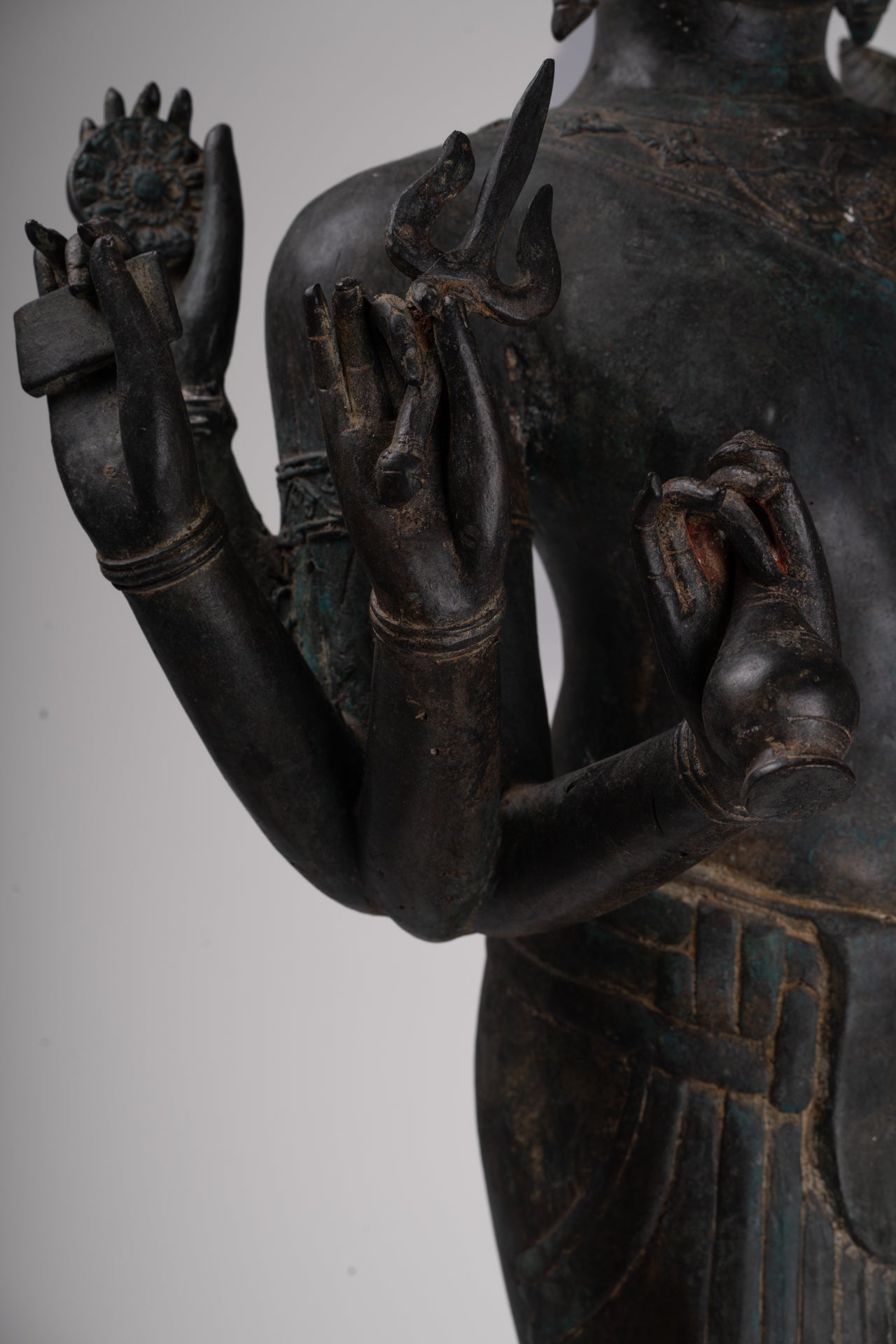 Vishnu Statue - Antique Thai Style Standing Bronze Vishnu Statue - 112cm/45"