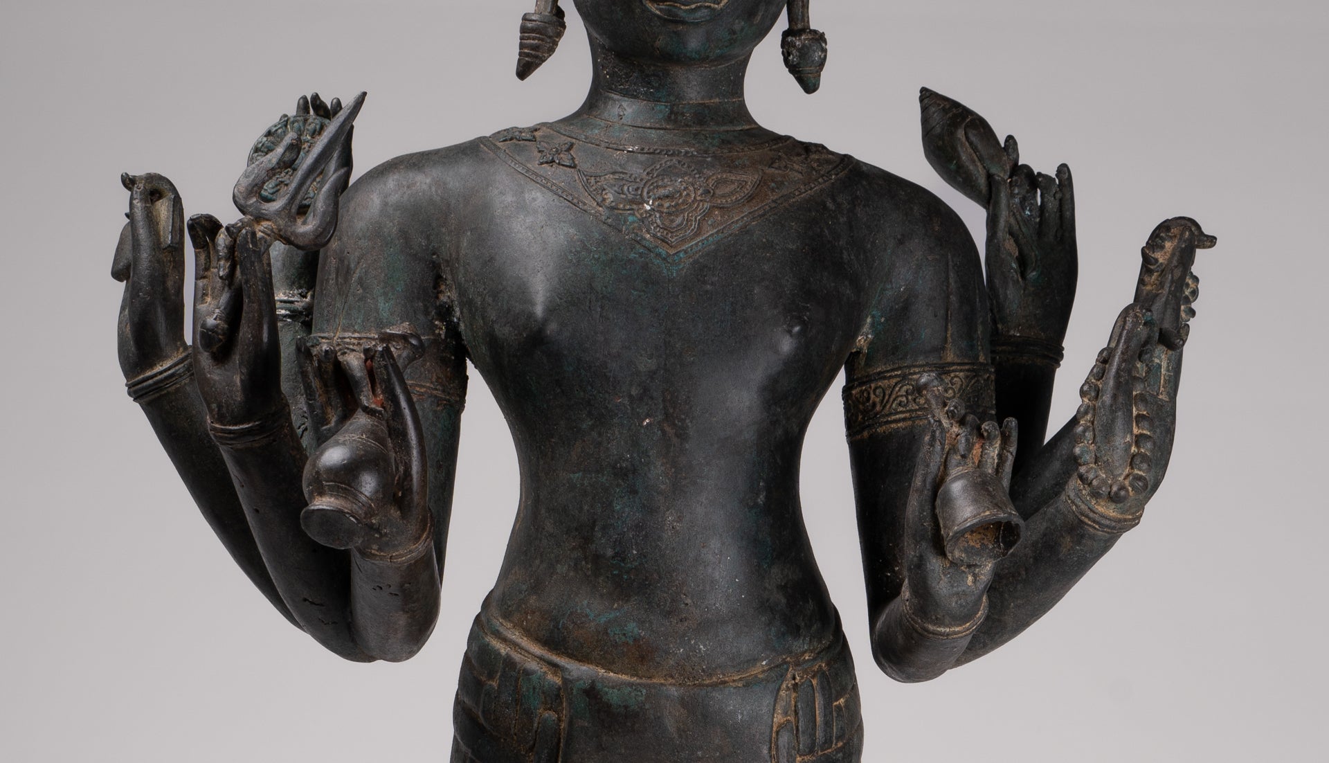 Vishnu Statue - Antique Thai Style Standing Bronze Vishnu Statue - 112cm/45"