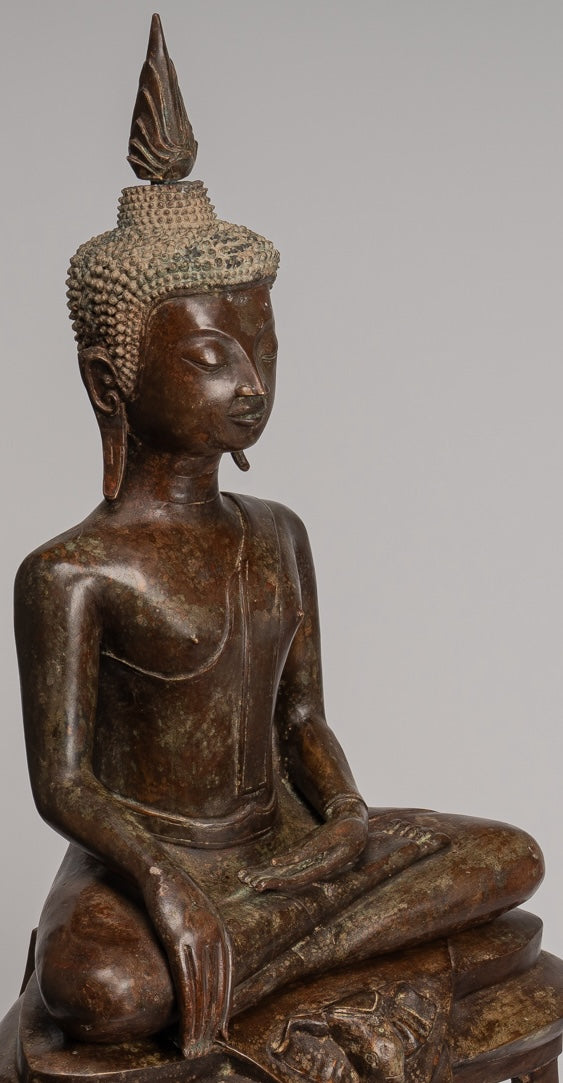 Buddha Statue - Antike thailändische Chiang -Sprosse sitzende Aufklärung Buddha Statue - 104cm/42 "