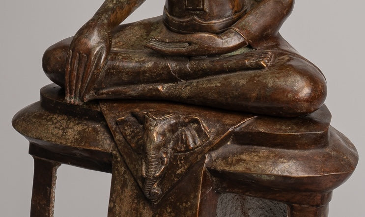 Buddha Statue - Antike thailändische Chiang -Sprosse sitzende Aufklärung Buddha Statue - 104cm/42 "