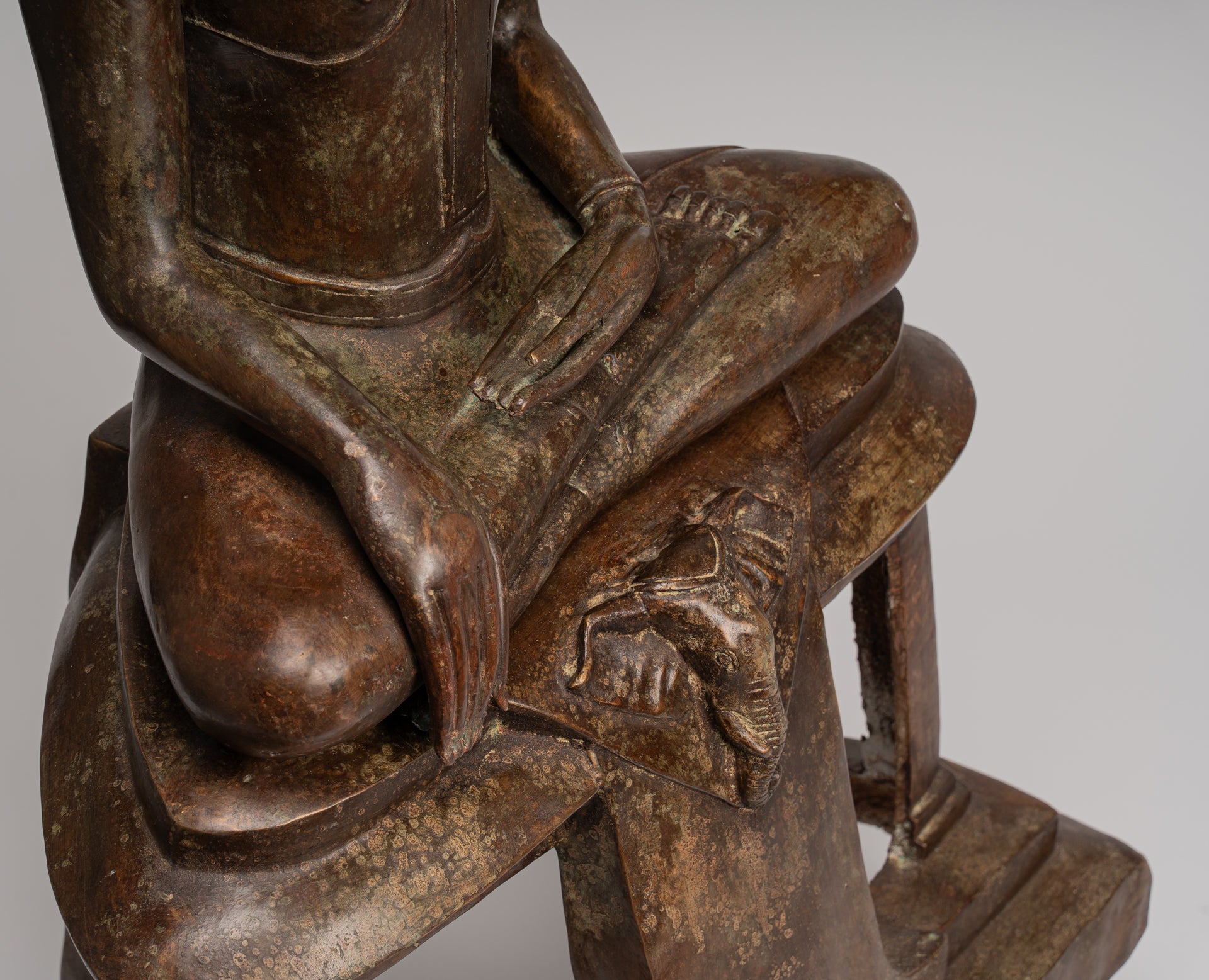 Buddha Statue - Antike thailändische Chiang -Sprosse sitzende Aufklärung Buddha Statue - 104cm/42 "