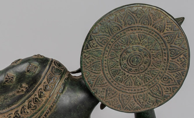 Antique Khmer Style Bronze Reclining Nirvana Buddha Statue - 65cm/26" Long