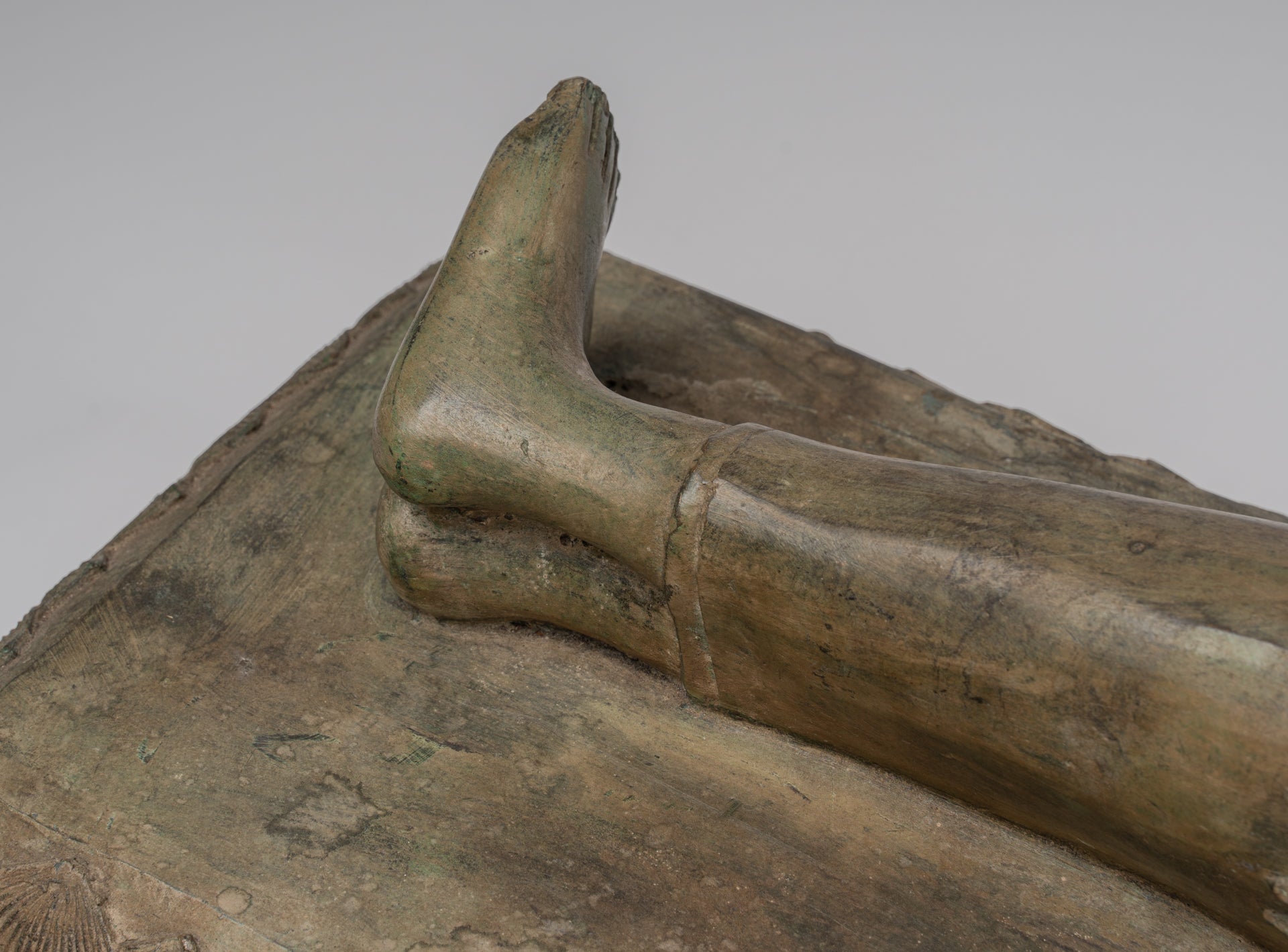 Statua Buddha - Antique Thai Thai Bronzo Sukhothai Reclining Nirvana Buddha Statua - 97cm/39 "