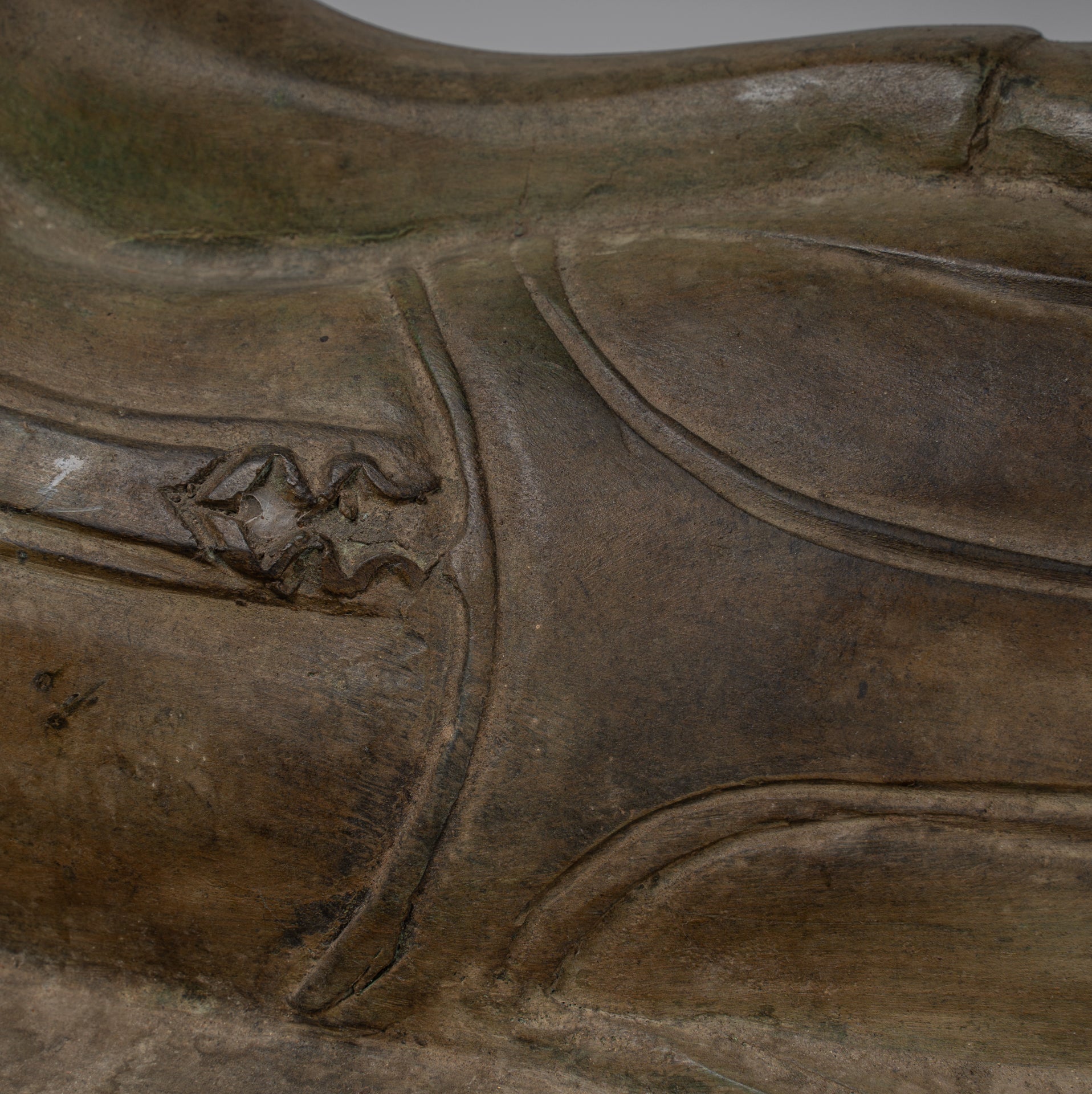 Statua Buddha - Antique Thai Thai Bronzo Sukhothai Reclining Nirvana Buddha Statua - 97cm/39 "