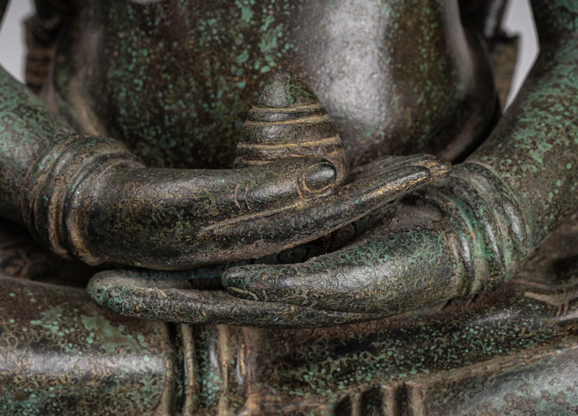 Buddha Statue - Antique Bayon Style Khmer Seated Bronze Naga Meditation Buddha - 114cm/46"