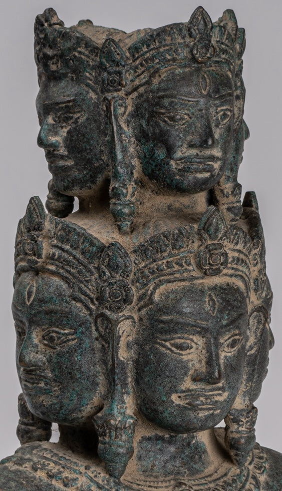 Antique Baphuon Style Mounted Bronze Hevajra Statue - 37cm/15" Tall