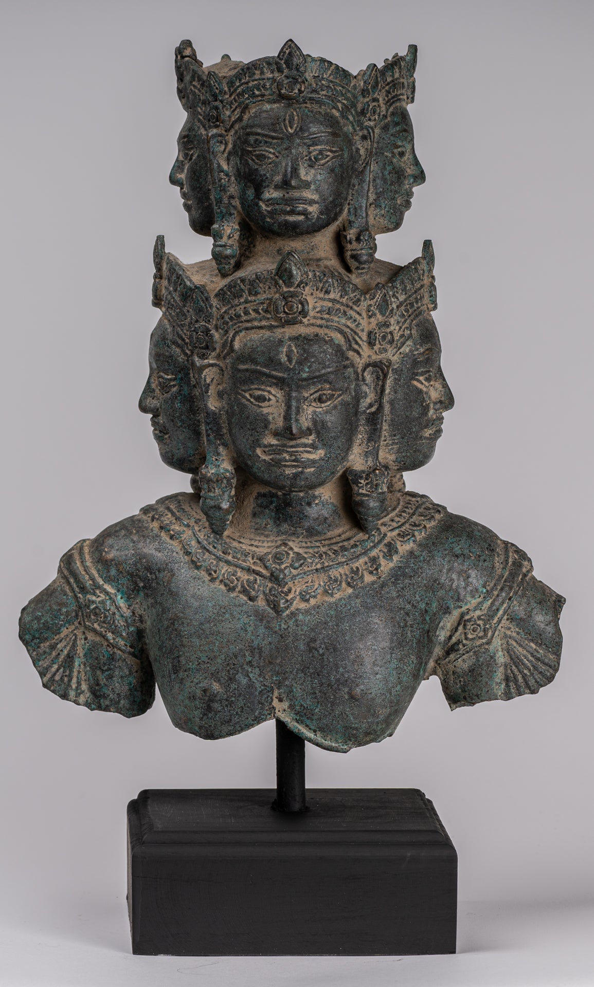 Antique Baphuon Style Mounted Bronze Hevajra Statue - 37cm/15" Tall