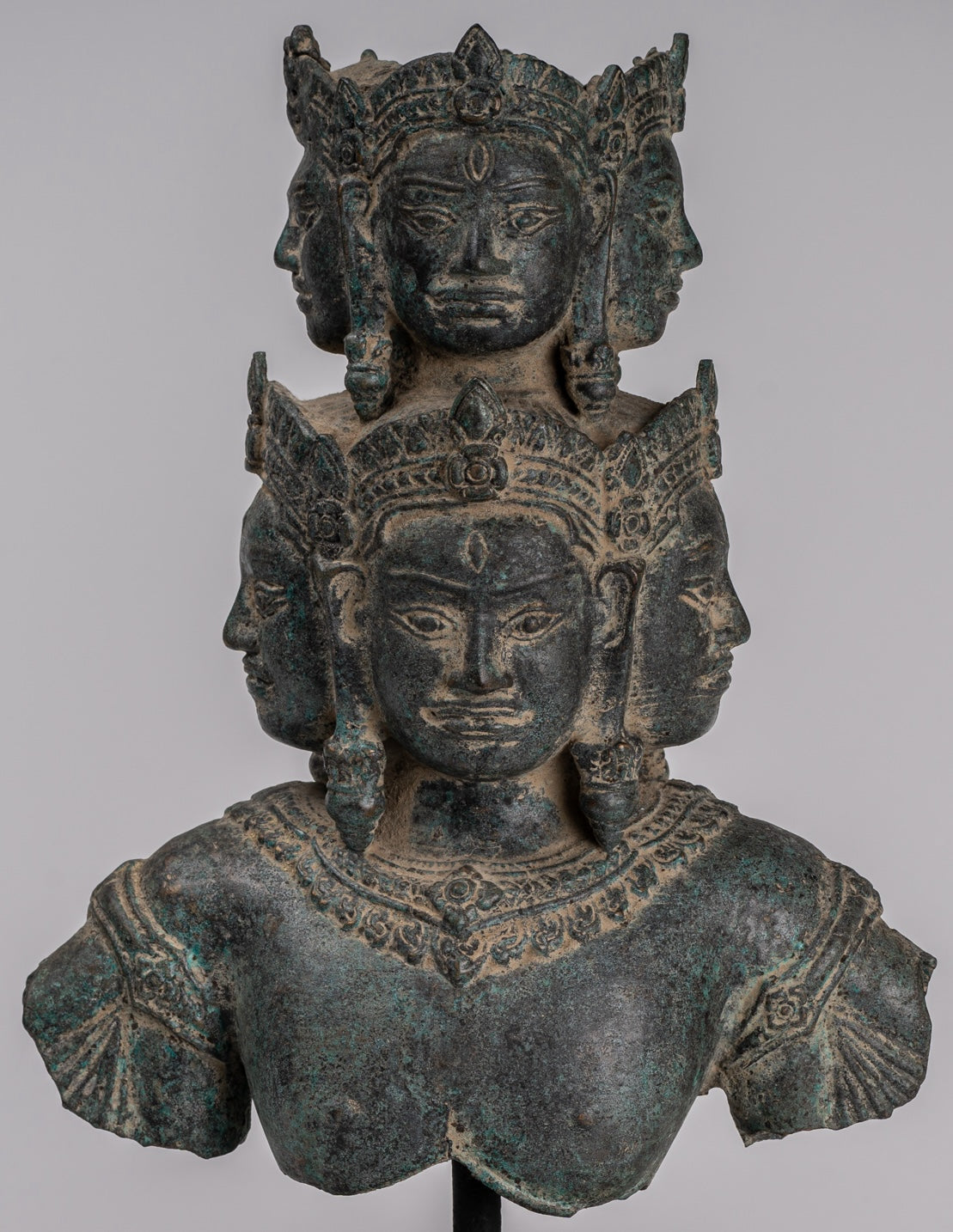 Antique Baphuon Style Mounted Bronze Hevajra Statue - 37cm/15" Tall