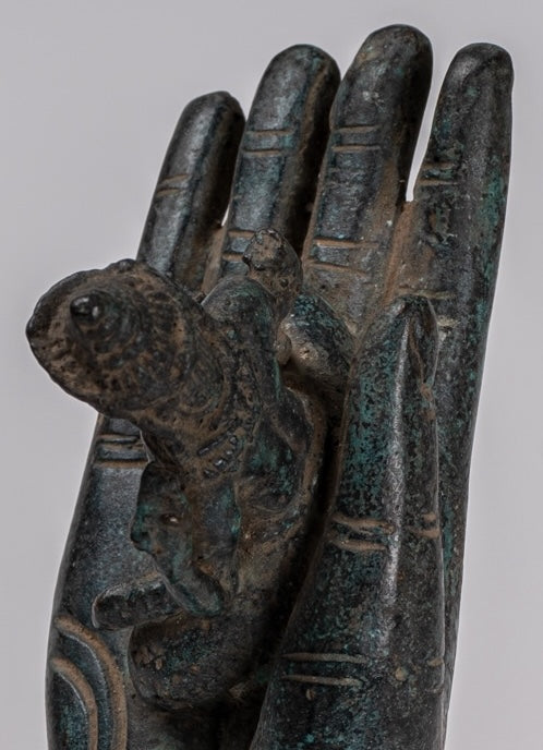 Mano de bronce de bronce de estilo jemer antiguo y brahma - 21 cm/8 "