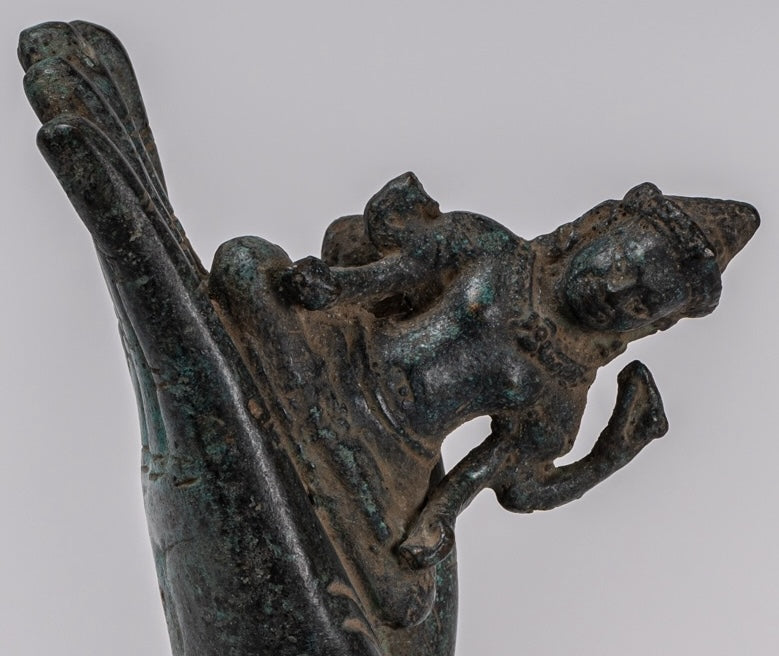 Mano de bronce de bronce de estilo jemer antiguo y brahma - 21 cm/8 "