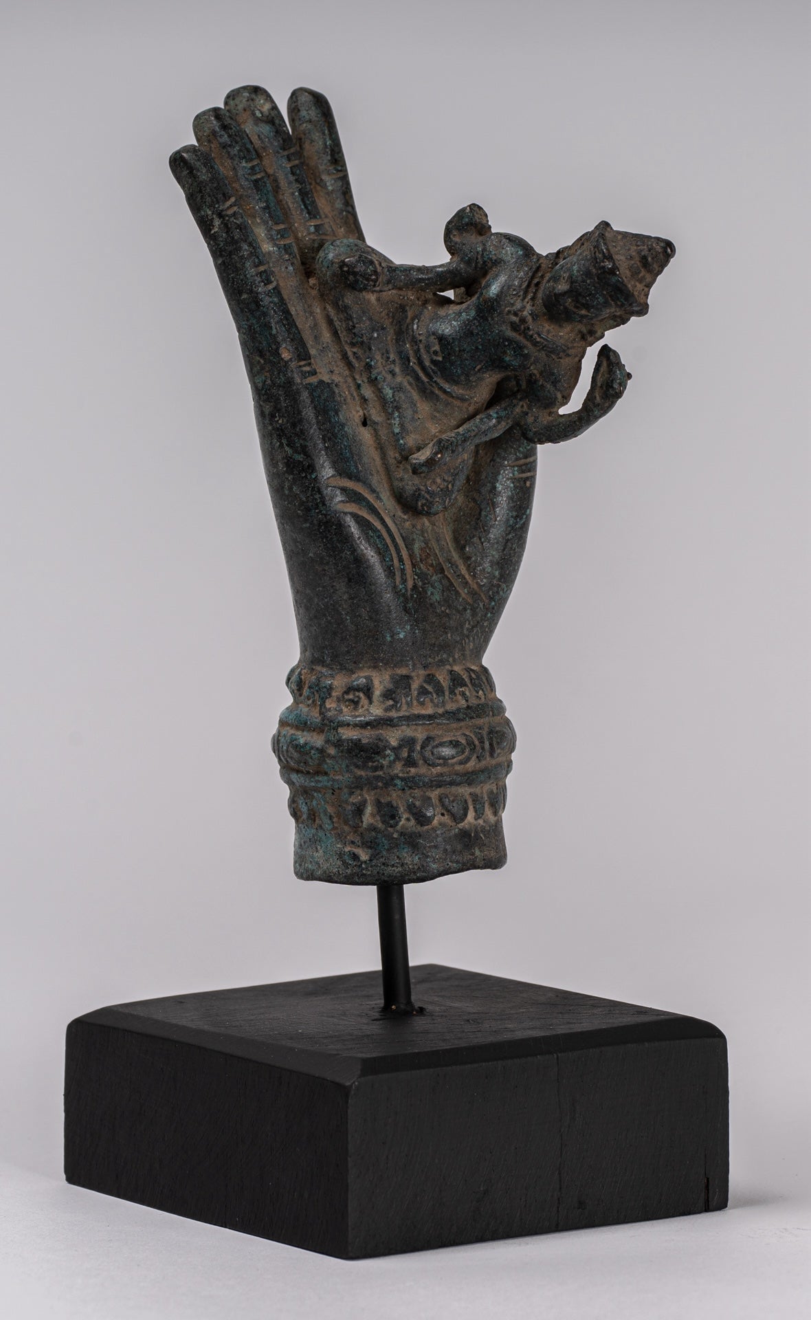 Mano de bronce de bronce de estilo jemer antiguo y brahma - 21 cm/8 "