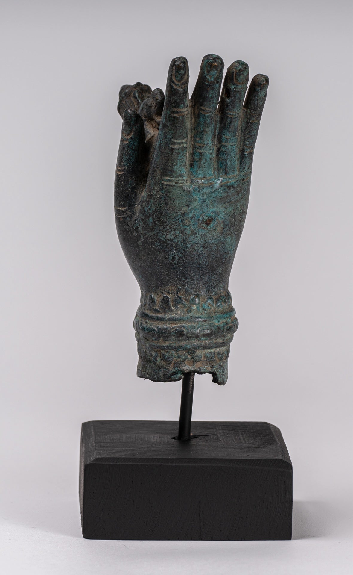 Mano de bronce de bronce de estilo jemer antiguo y brahma - 21 cm/8 "