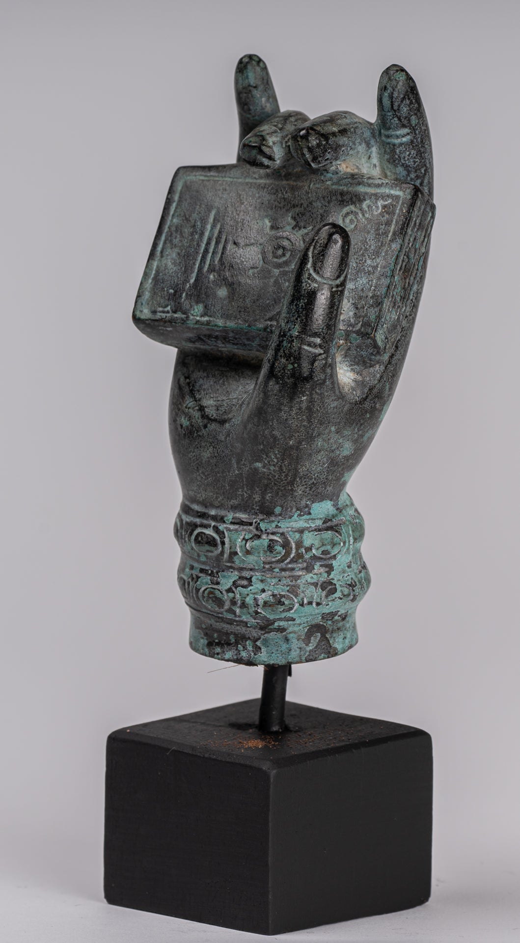 Mano de bronce de bronce del sudeste asiático de estilo antiguo montado - 17cm/7 "
