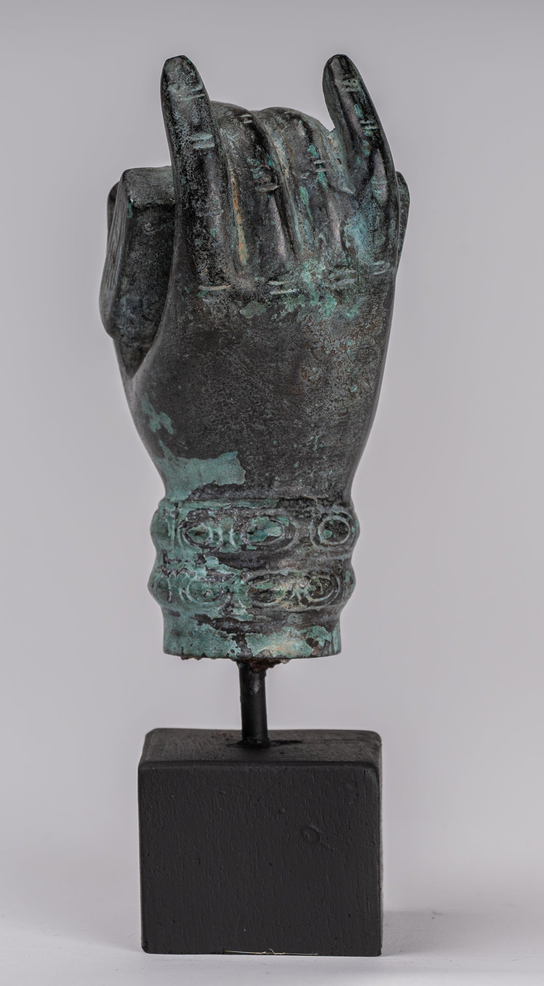 Mano de bronce de bronce del sudeste asiático de estilo antiguo montado - 17cm/7 "