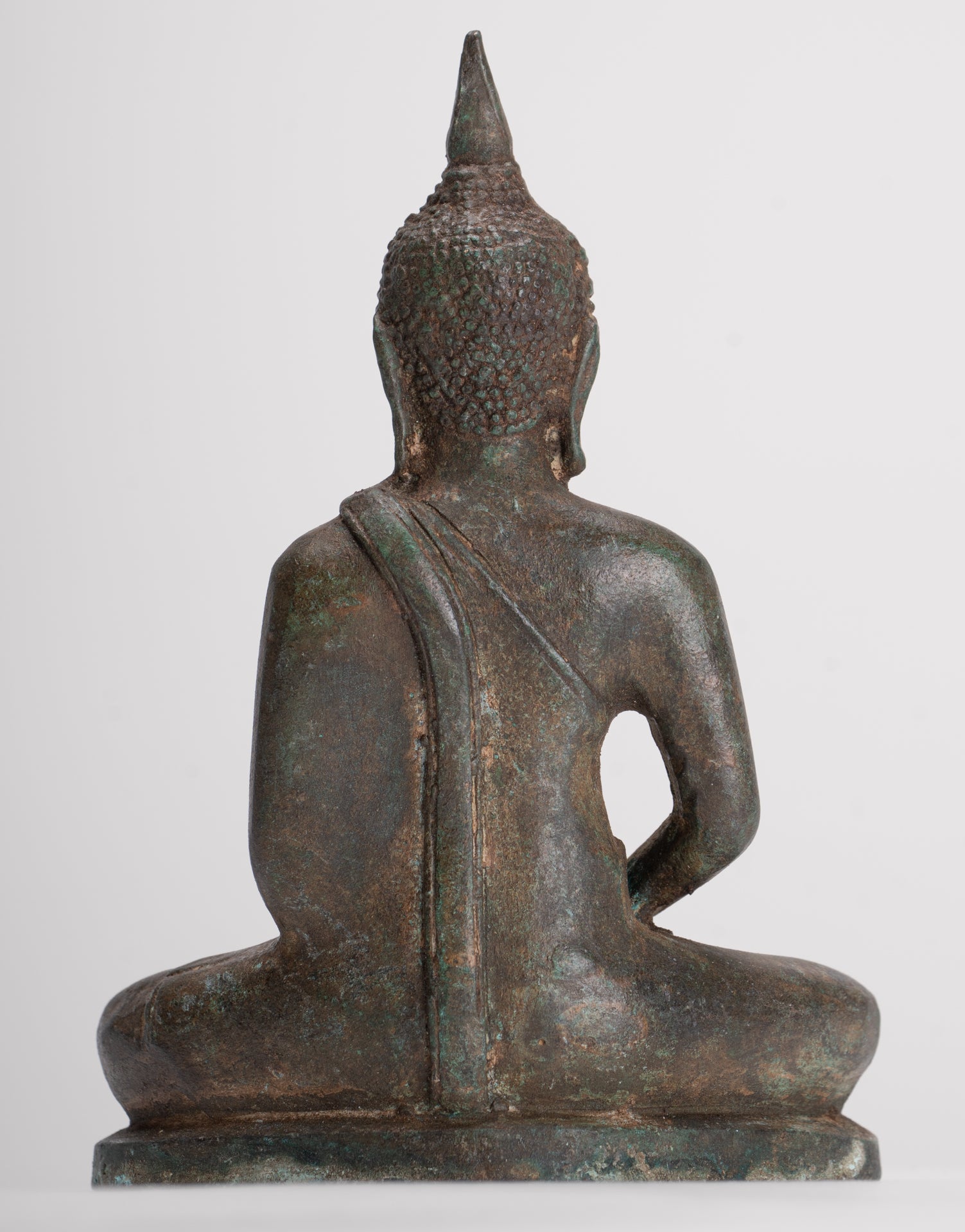 Buddha Sculpture - Antique Thai Style Bronze Seated Sukhothai Meditation Buddha Statue - 15cm/6"