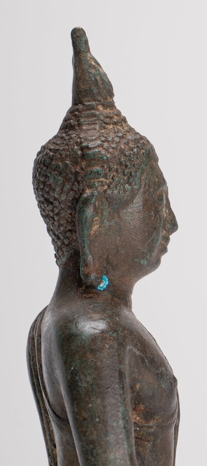 Buddha Sculpture - Antique Thai Style Bronze Seated Sukhothai Meditation Buddha Statue - 15cm/6"