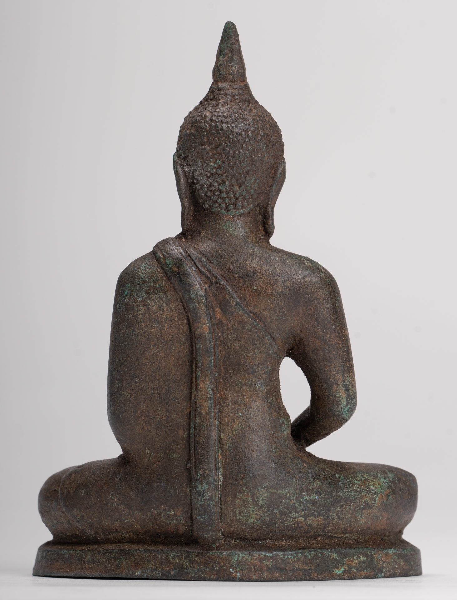 Buddha Sculpture - Antique Thai Style Bronze Seated Sukhothai Meditation Buddha Statue - 15cm/6"