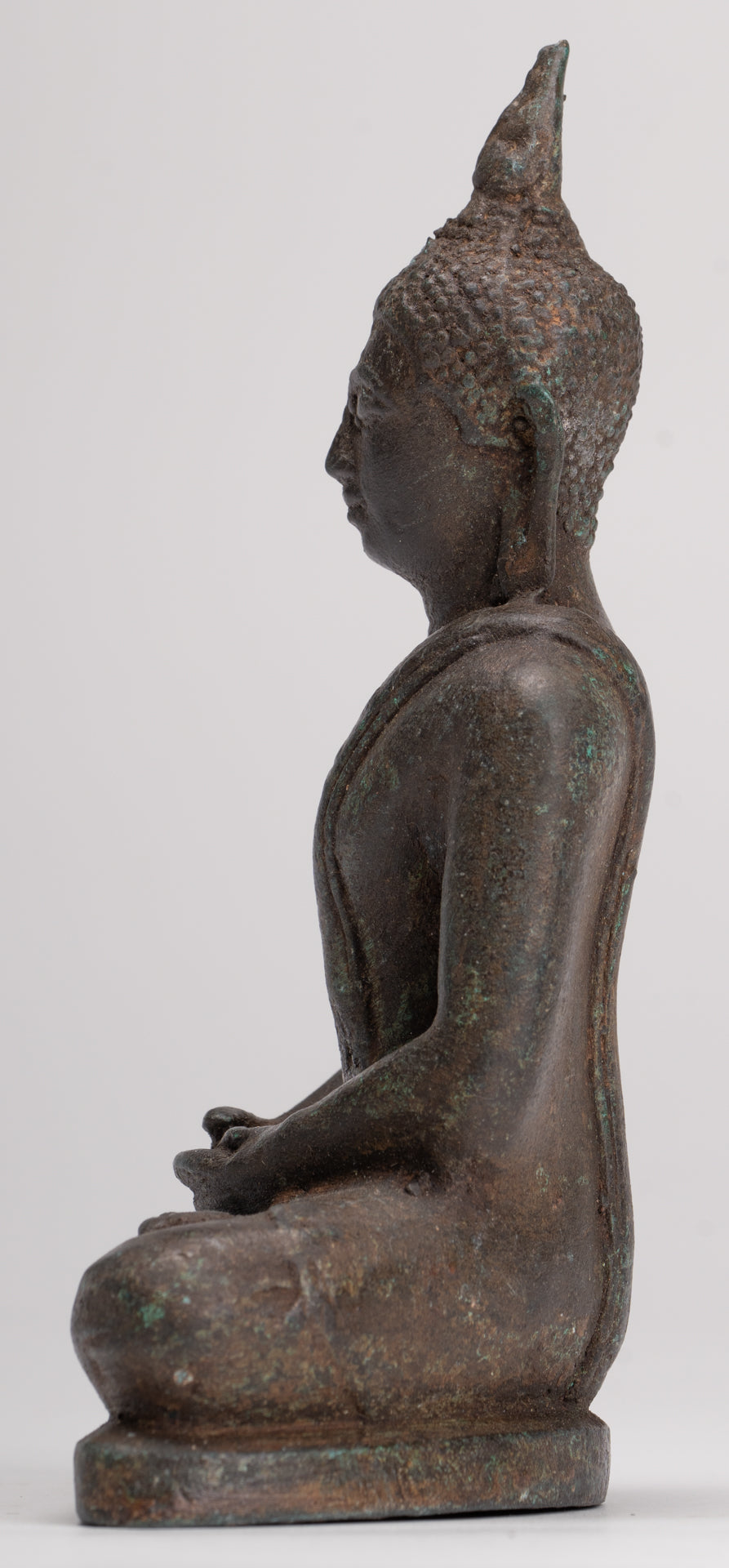 Buddha Sculpture - Antique Thai Style Bronze Seated Sukhothai Meditation Buddha Statue - 15cm/6"