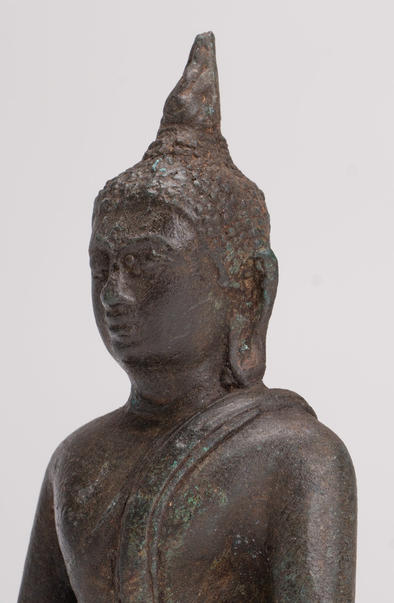 Buddha Sculpture - Antique Thai Style Bronze Seated Sukhothai Meditation Buddha Statue - 15cm/6"