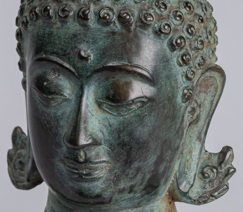 Buddha Statue - Antique Indonesian Style Bronze Javanese Buddha Statue - 20cm/8"