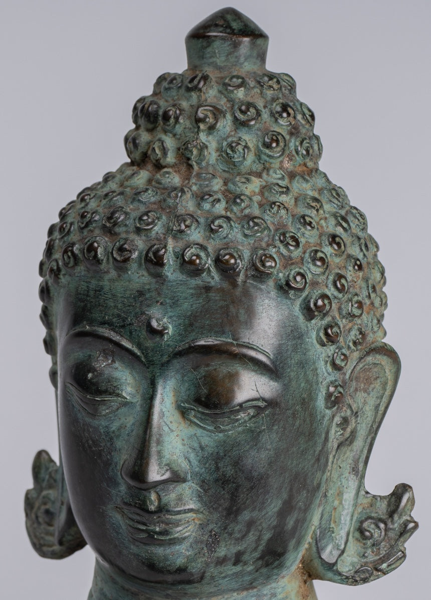 Buddha Statue - Antique Indonesian Style Bronze Javanese Buddha Statue - 20cm/8"