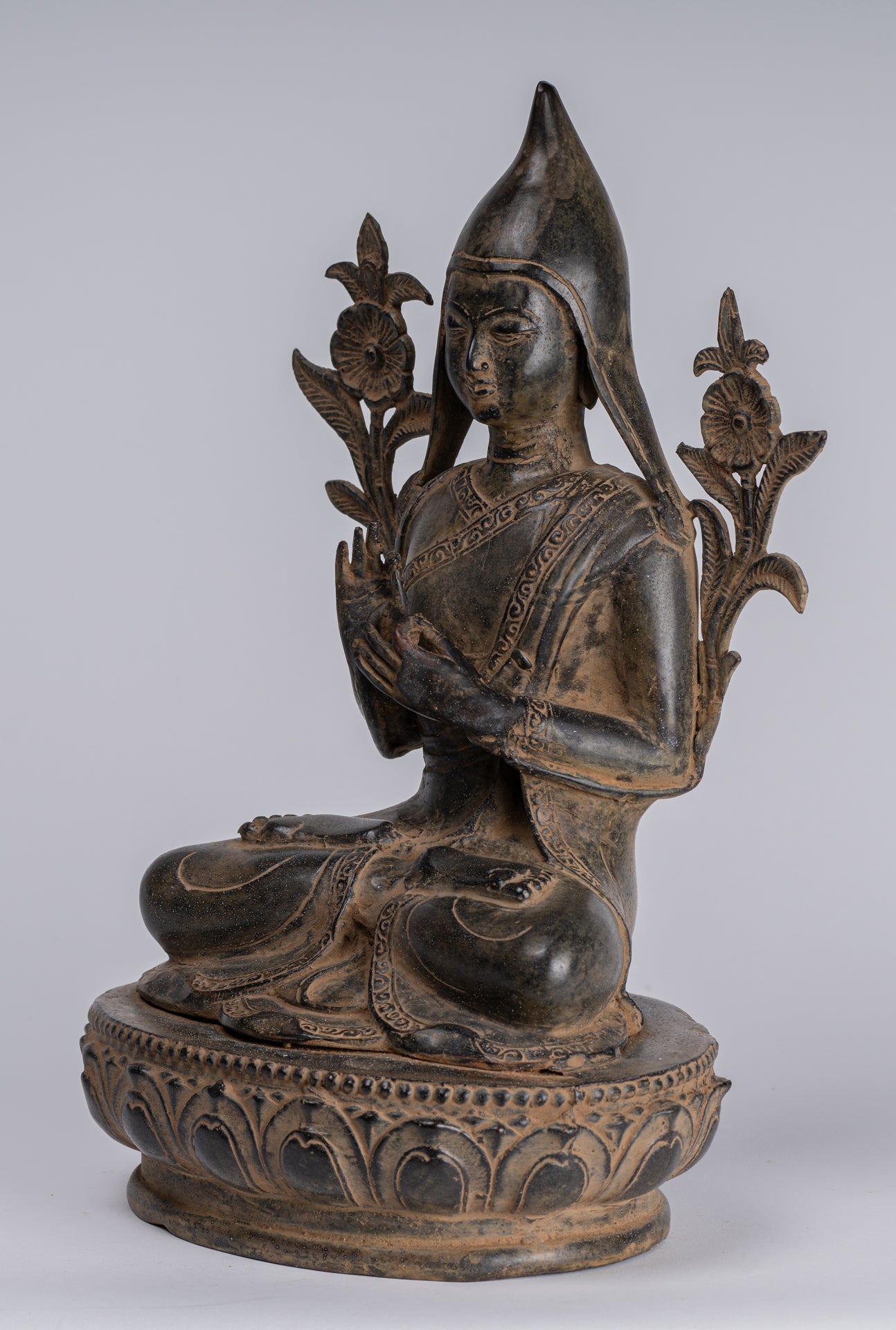 Statua Lama - Antique in stile Tibet Seduto Insegnamento Lama Statua - 33cm/13 "