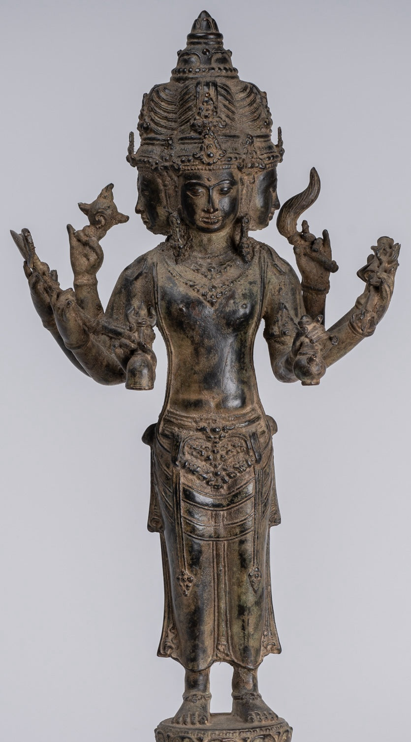 Estatua de Brahma - Estatua de bronce de bronce de bronce de estilo indonesio antiguo - 50 cm/20 "