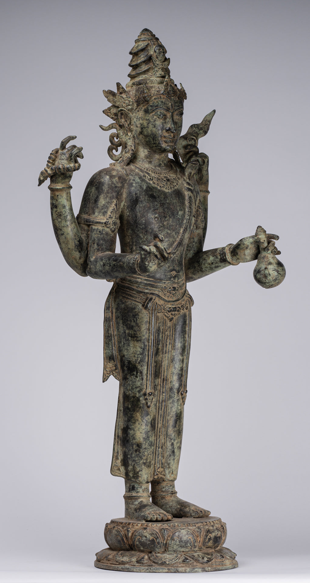 Estatua Shiva - Estatua de 4 brazos de estilo de bronce indonesio antiguo de estilo indonesio - 82 cm/33 "