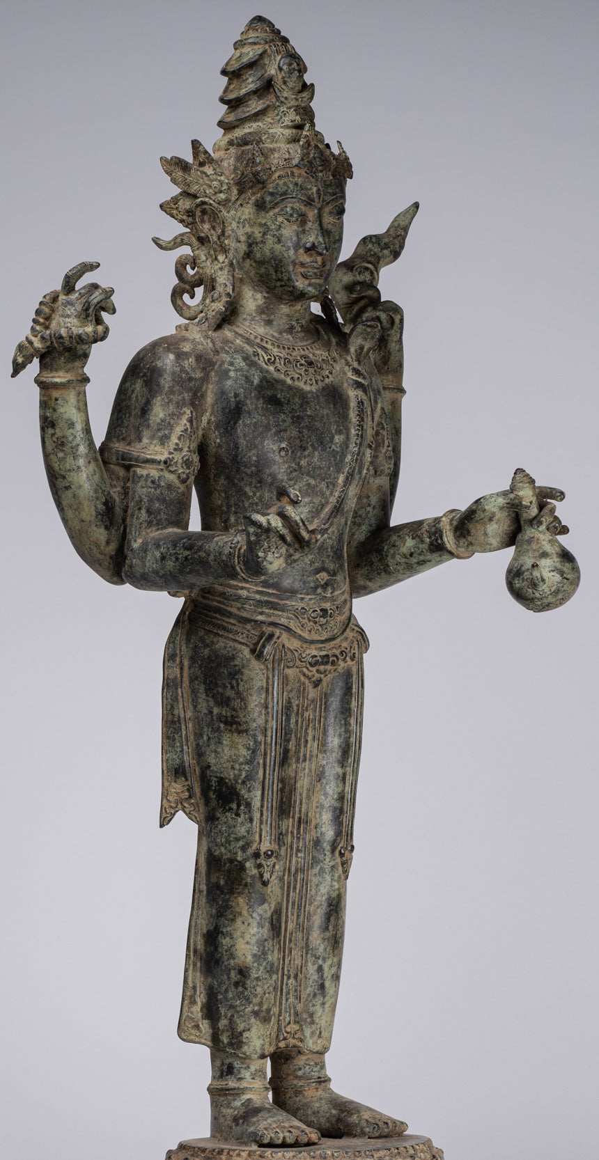 Estatua Shiva - Estatua de 4 brazos de estilo de bronce indonesio antiguo de estilo indonesio - 82 cm/33 "