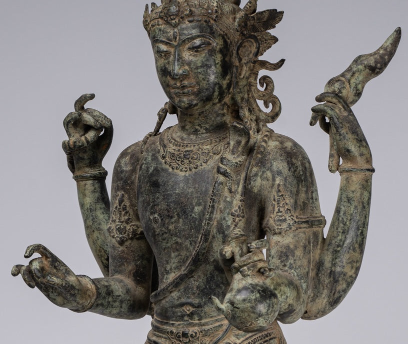 Estatua Shiva - Estatua de 4 brazos de estilo de bronce indonesio antiguo de estilo indonesio - 82 cm/33 "