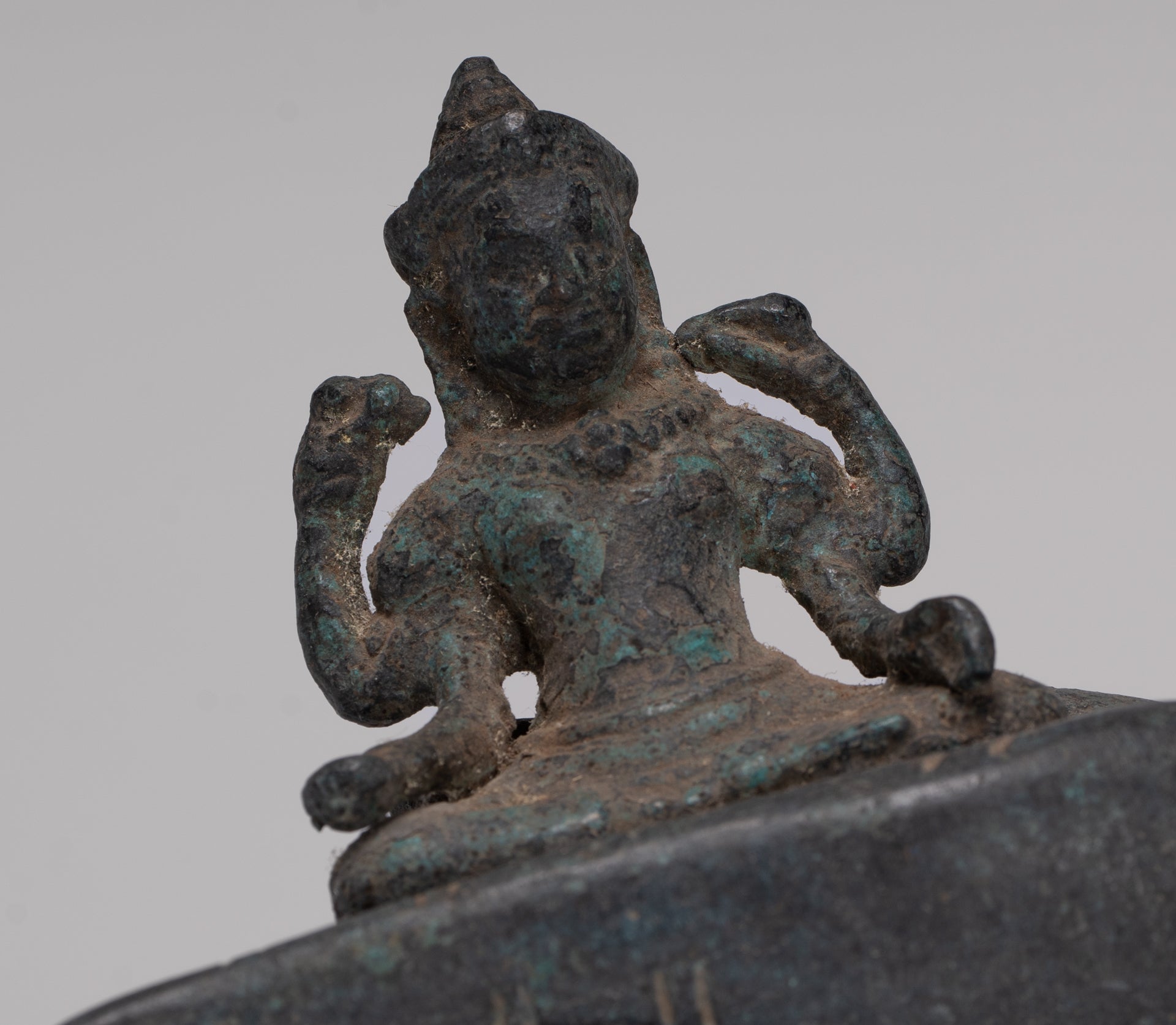 Freestanding Antique Khmer Style Bronze Angkor Wat Hand & Brahma - 15cm/6"