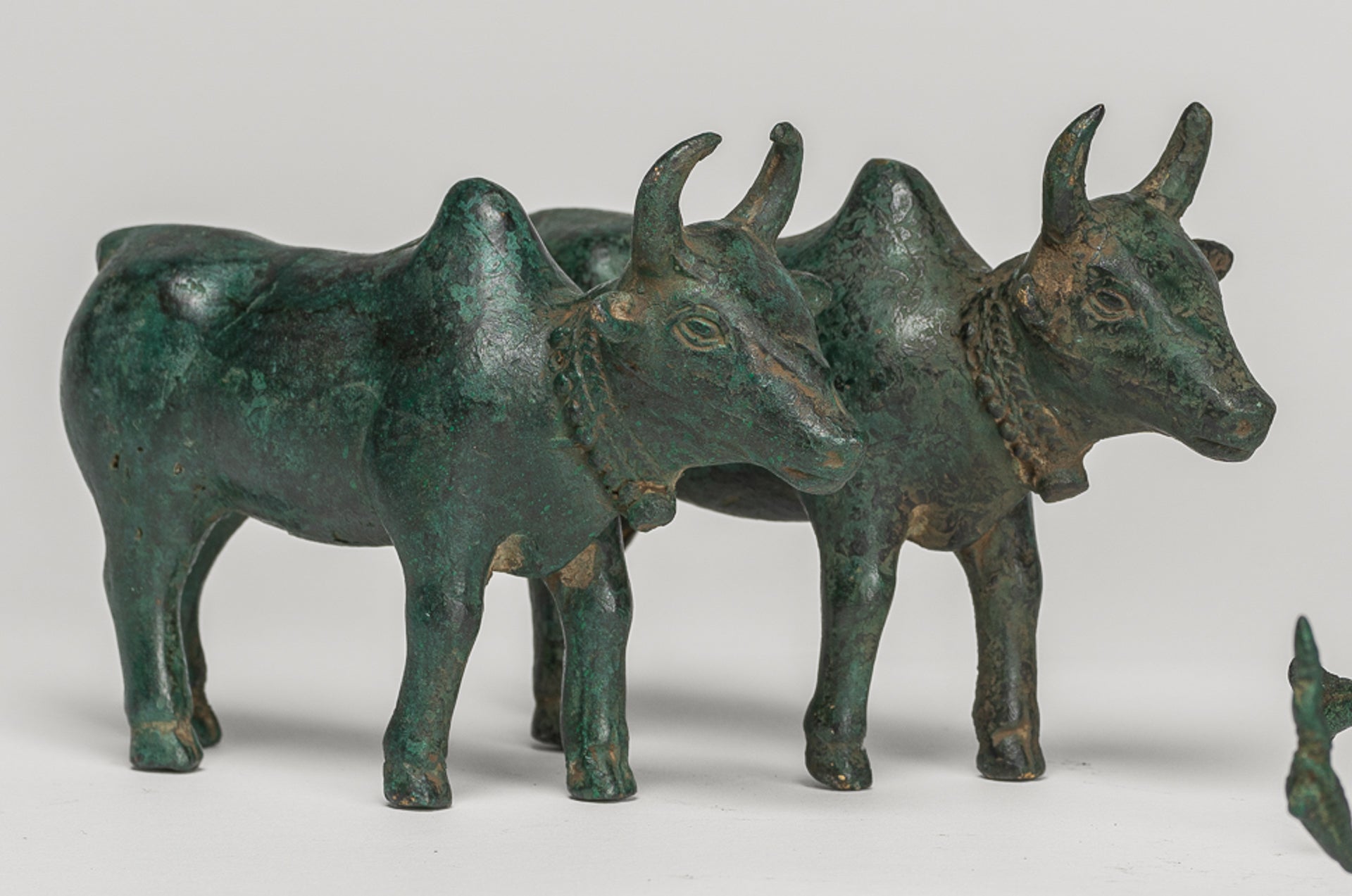 Ox Cart Statue - Antique Khmer Style Bronze Ox Cart Statue - 26cm/10"