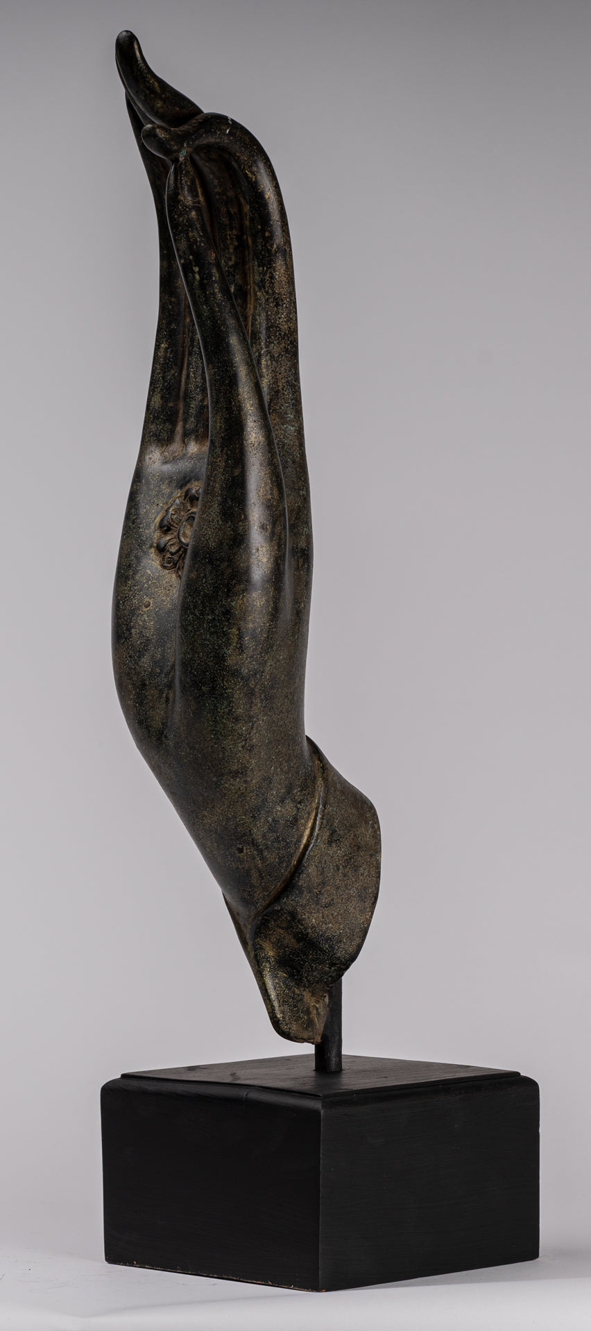 Mounted Antique Khmer Style Southeast Asia Bronze Teaching Hand - 62cm/25"