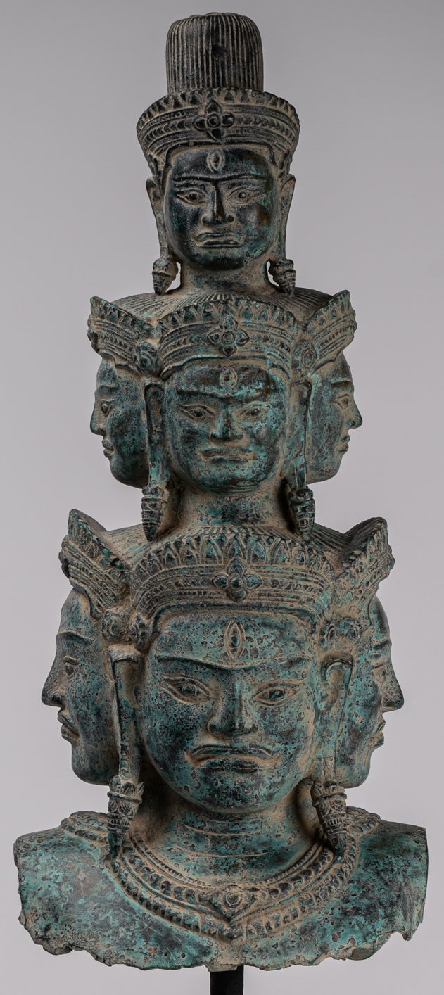 Antique Baphuon Style Mounted Bronze Hevajra Statue - 59cm/24" Tall