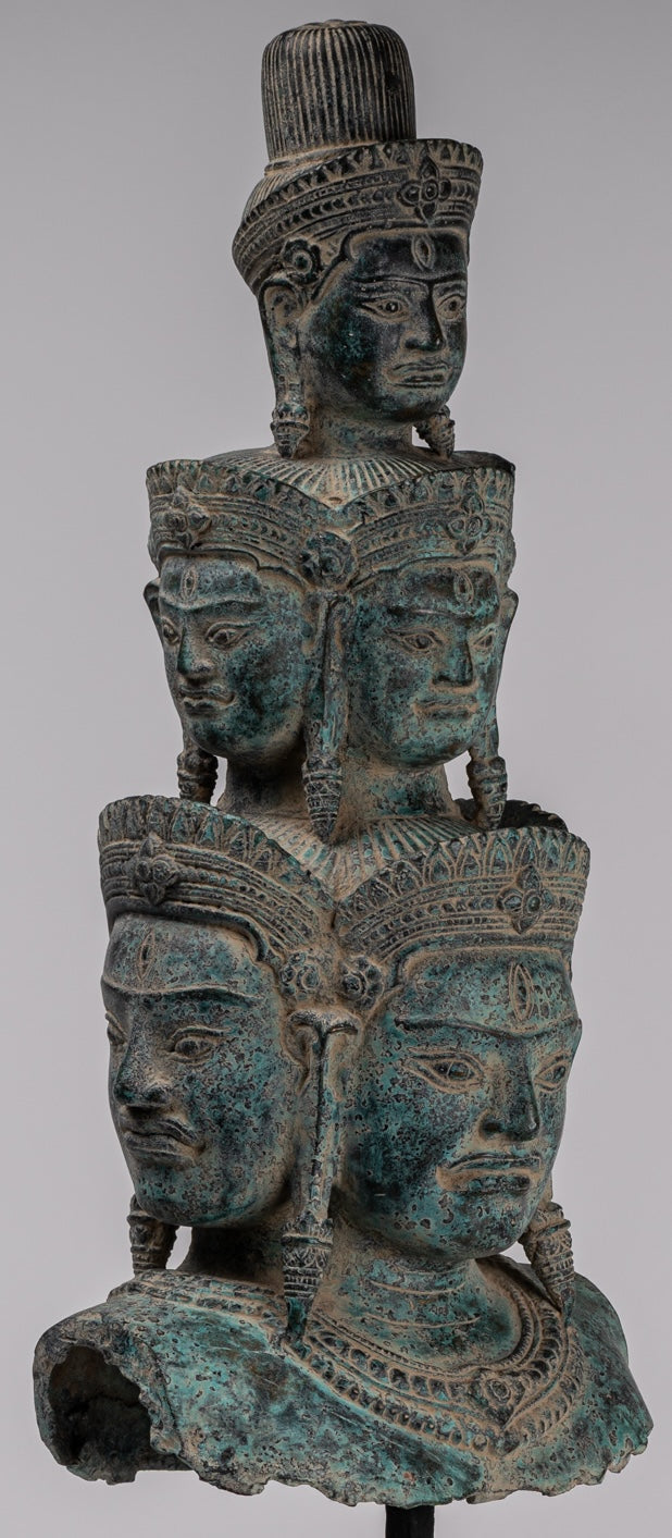 Antique Baphuon Style Mounted Bronze Hevajra Statue - 59cm/24" Tall