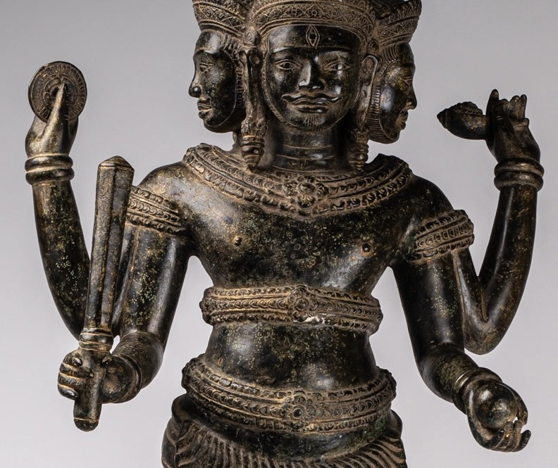 Brahma Statue - Antique Khmer Style Koh Ker Ker Bronze Brahma - Création de Dieu hindou - 94cm / 38 "