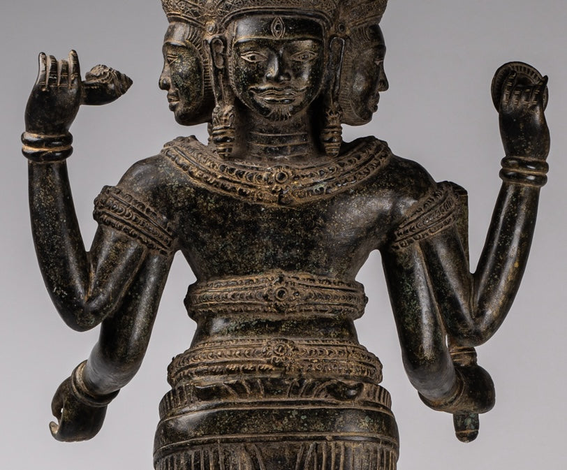 Brahma Statue - Antique Khmer Style Koh Ker Ker Bronze Brahma - Création de Dieu hindou - 94cm / 38 "