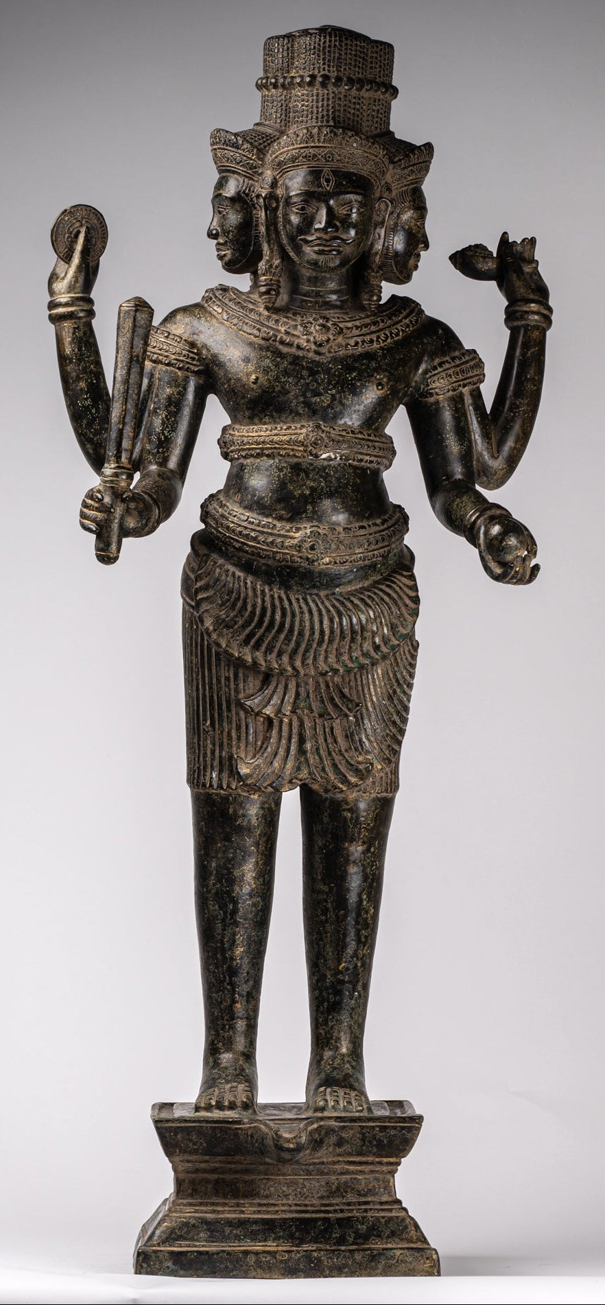 Statua Brahma - Antique Khmer Style Koh Ker in piedi Bronzo Brahma - Creazione di Dio indù - 94 cm/38 "