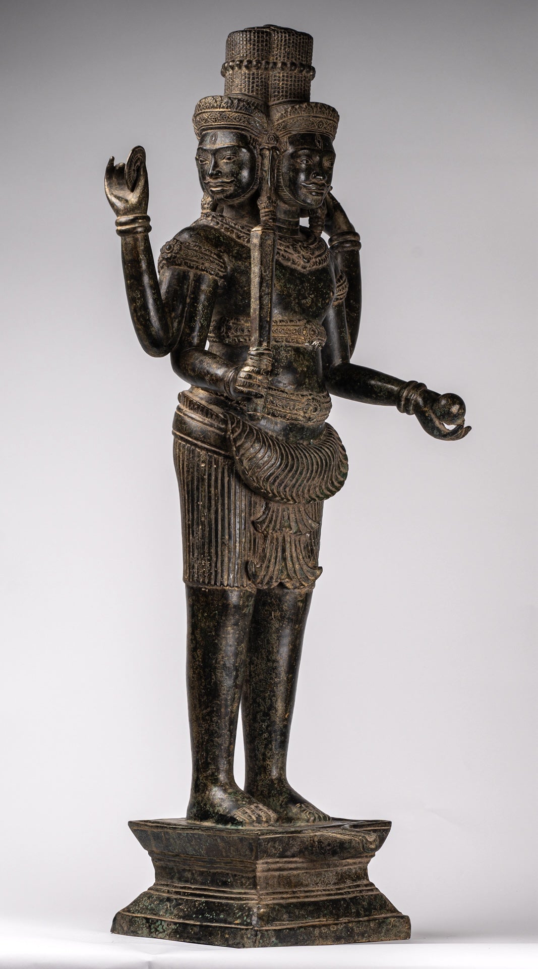 Brahma Statue - Antique Khmer Style Koh Ker Ker Bronze Brahma - Création de Dieu hindou - 94cm / 38 "