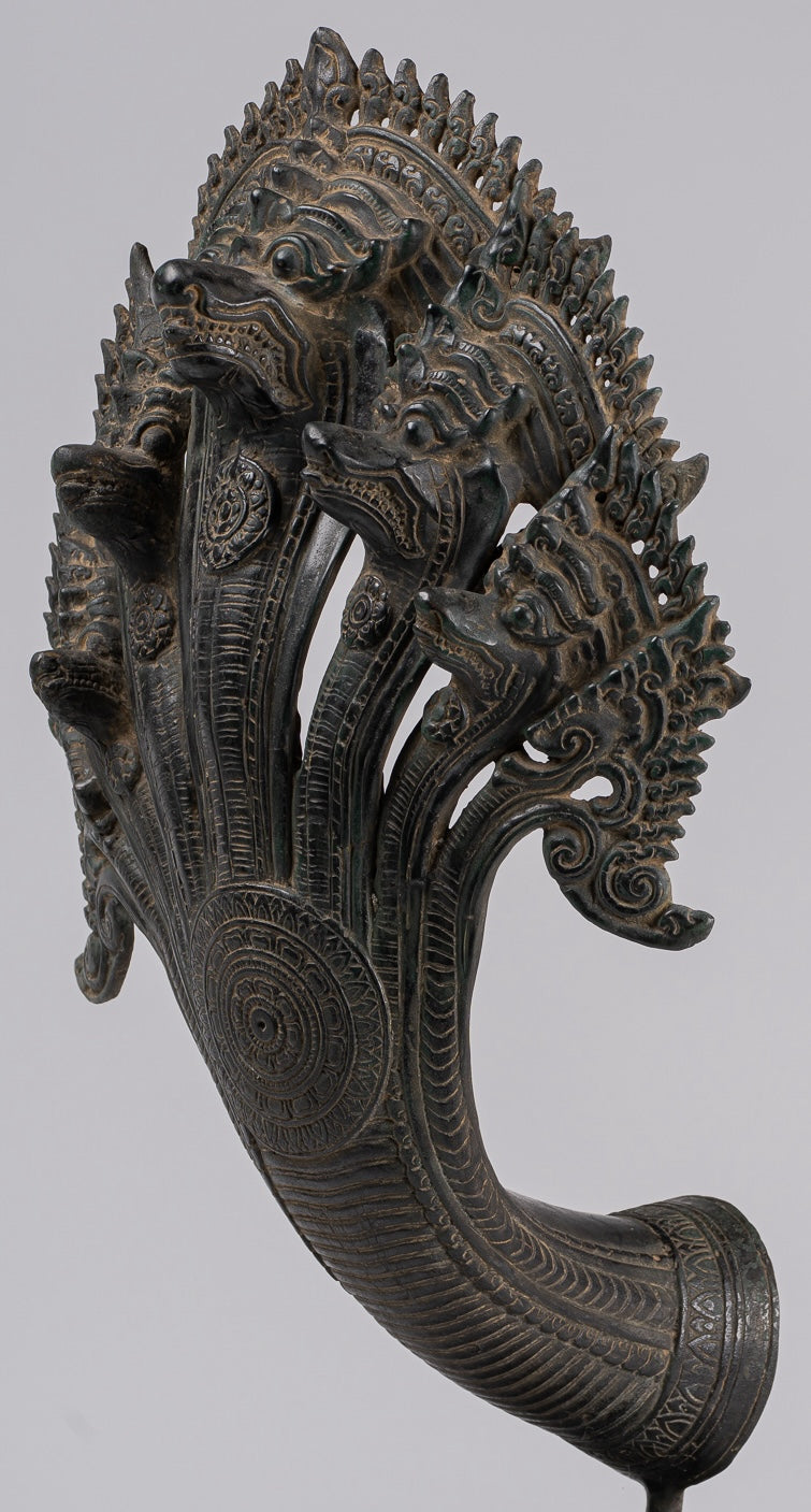 Naga Statue - Antique Khmer Style Bronze Protective Naga, Snake or Serpent Statue - 57cm/23"