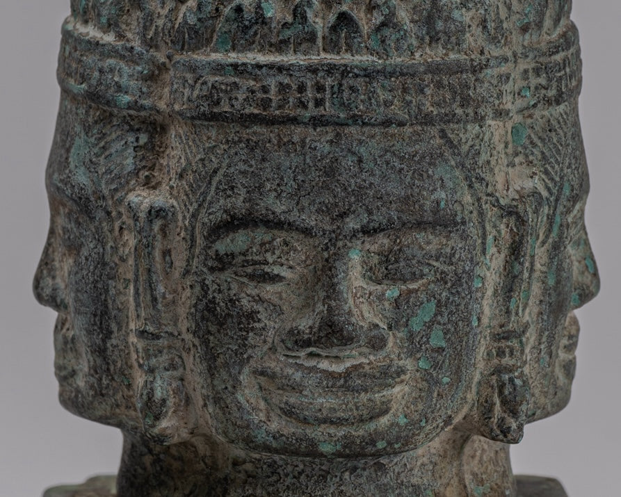Brahma Statue - Antique Khmer Style Bayon Brahma Tower or Stupa - 19cm/8"