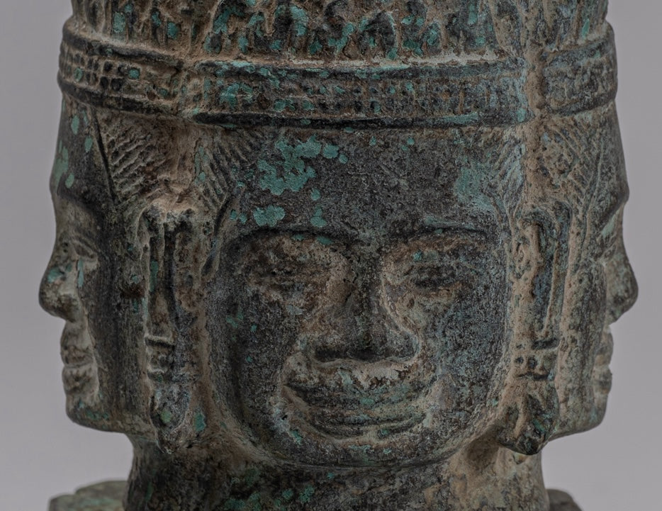 Brahma Statue - Antique Khmer Style Bayon Brahma Tower or Stupa - 19cm/8"
