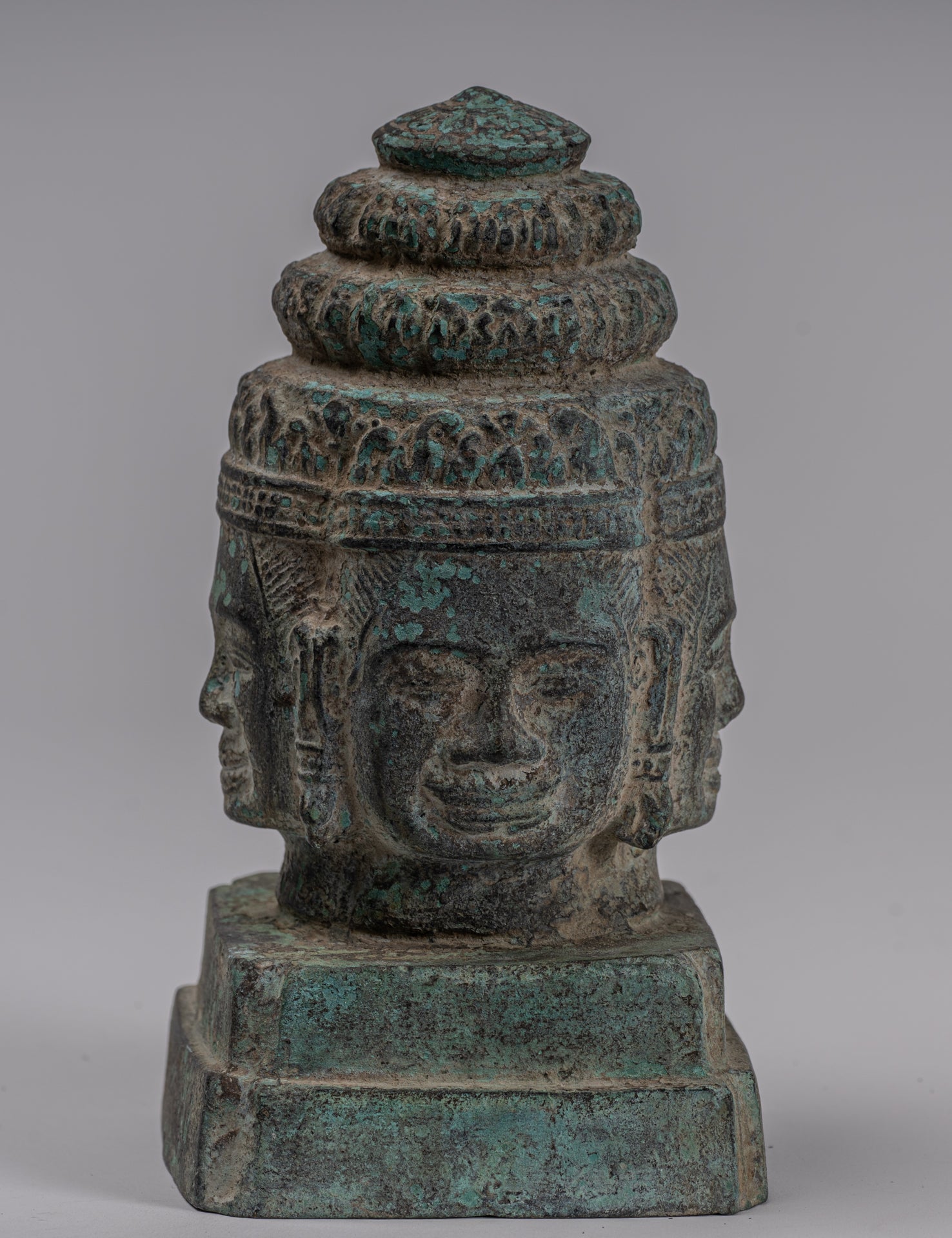 Brahma Statue - Antique Khmer Style Bayon Brahma Tower or Stupa - 19cm/8"