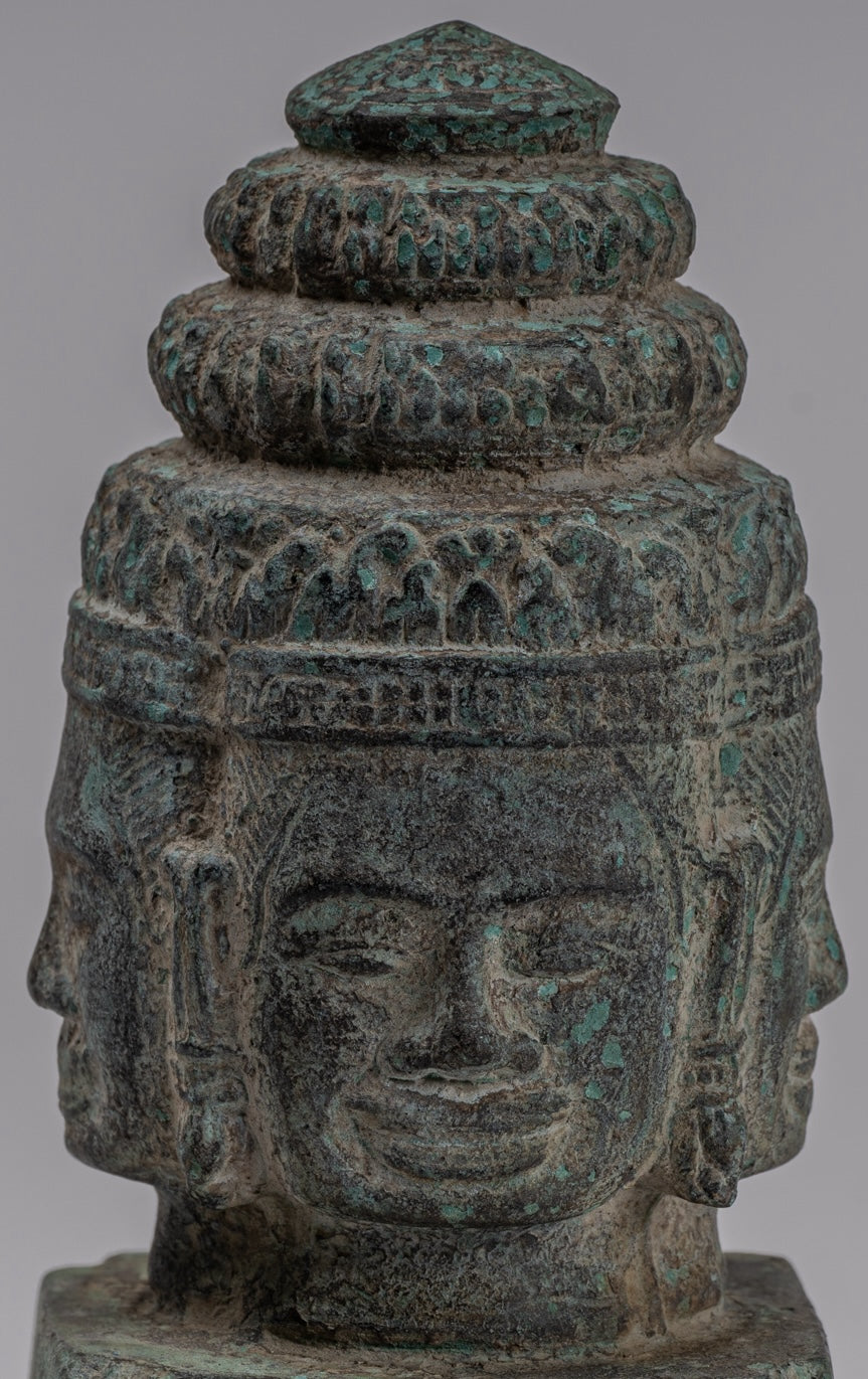 Brahma Statue - Antique Khmer Style Bayon Brahma Tower or Stupa - 19cm/8"