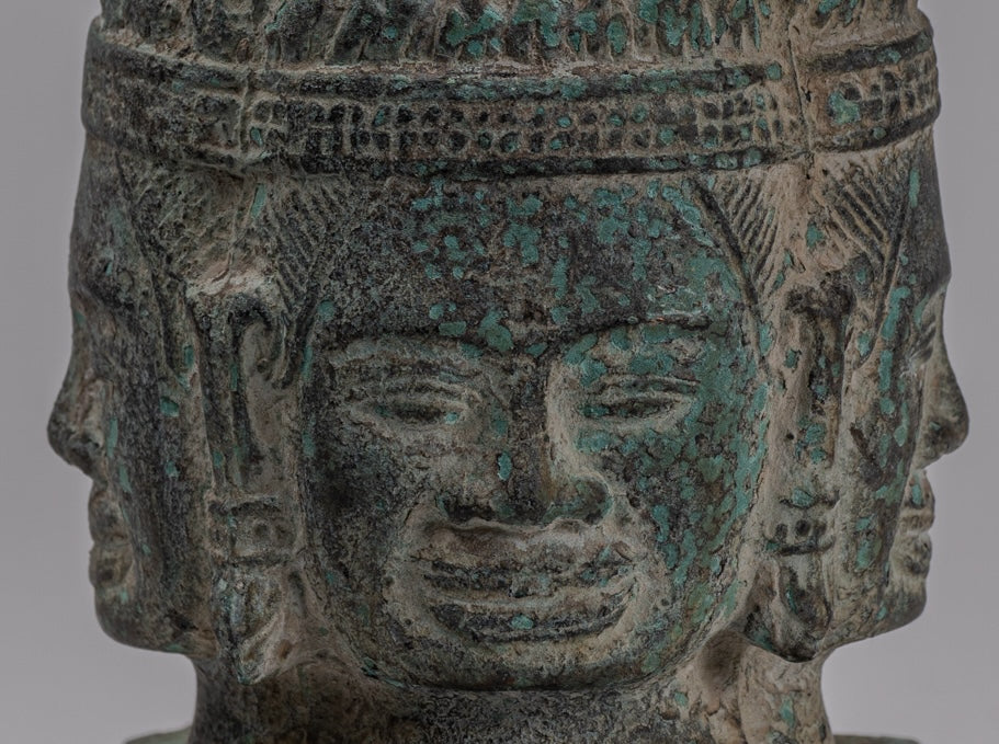 Brahma Statue - Antique Khmer Style Bayon Brahma Tower or Stupa - 19cm/8"