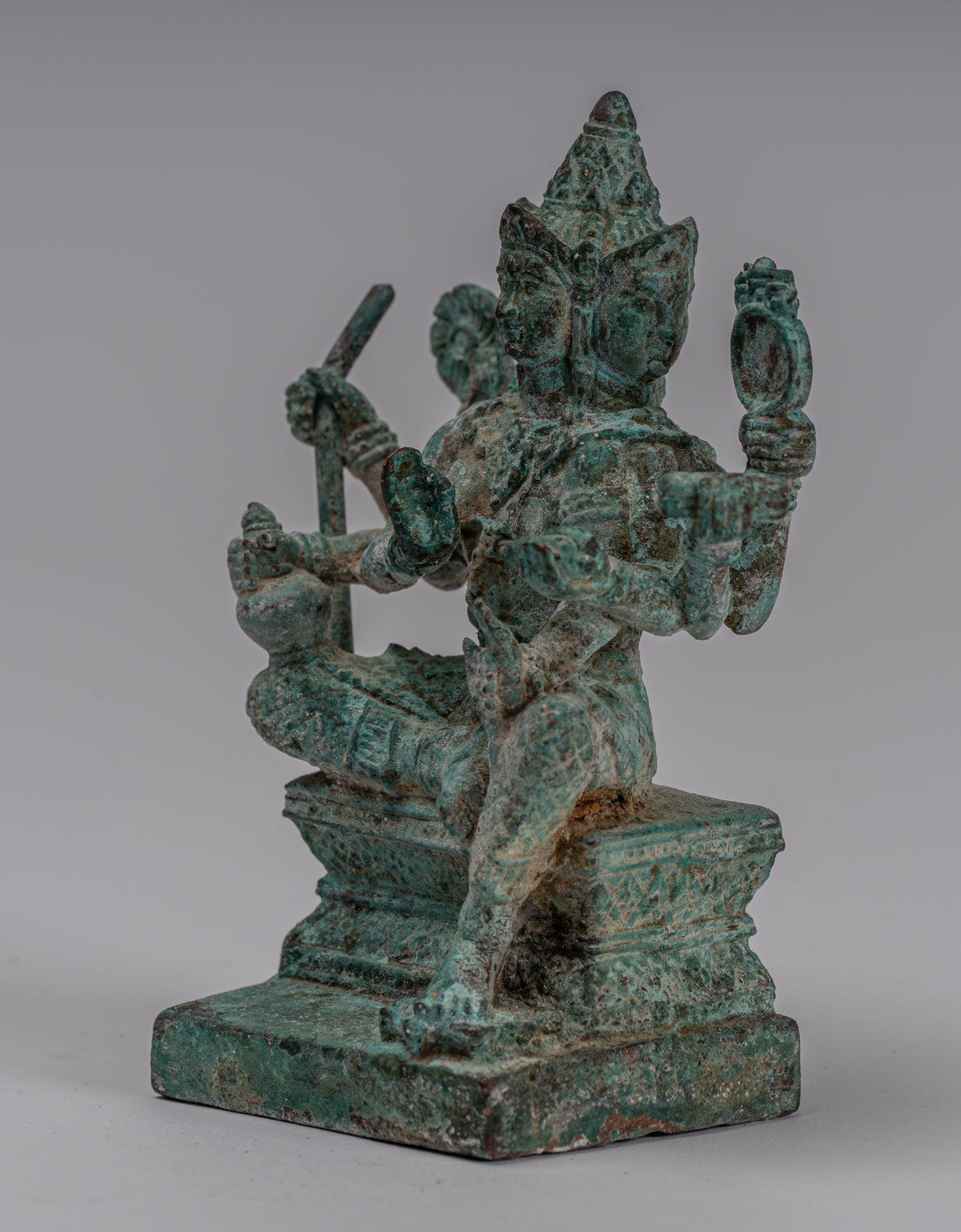 Brahma Statue - Bronzo Brahma in stile Khmer antico - Creazione di Dio indù - 14 cm/6 "